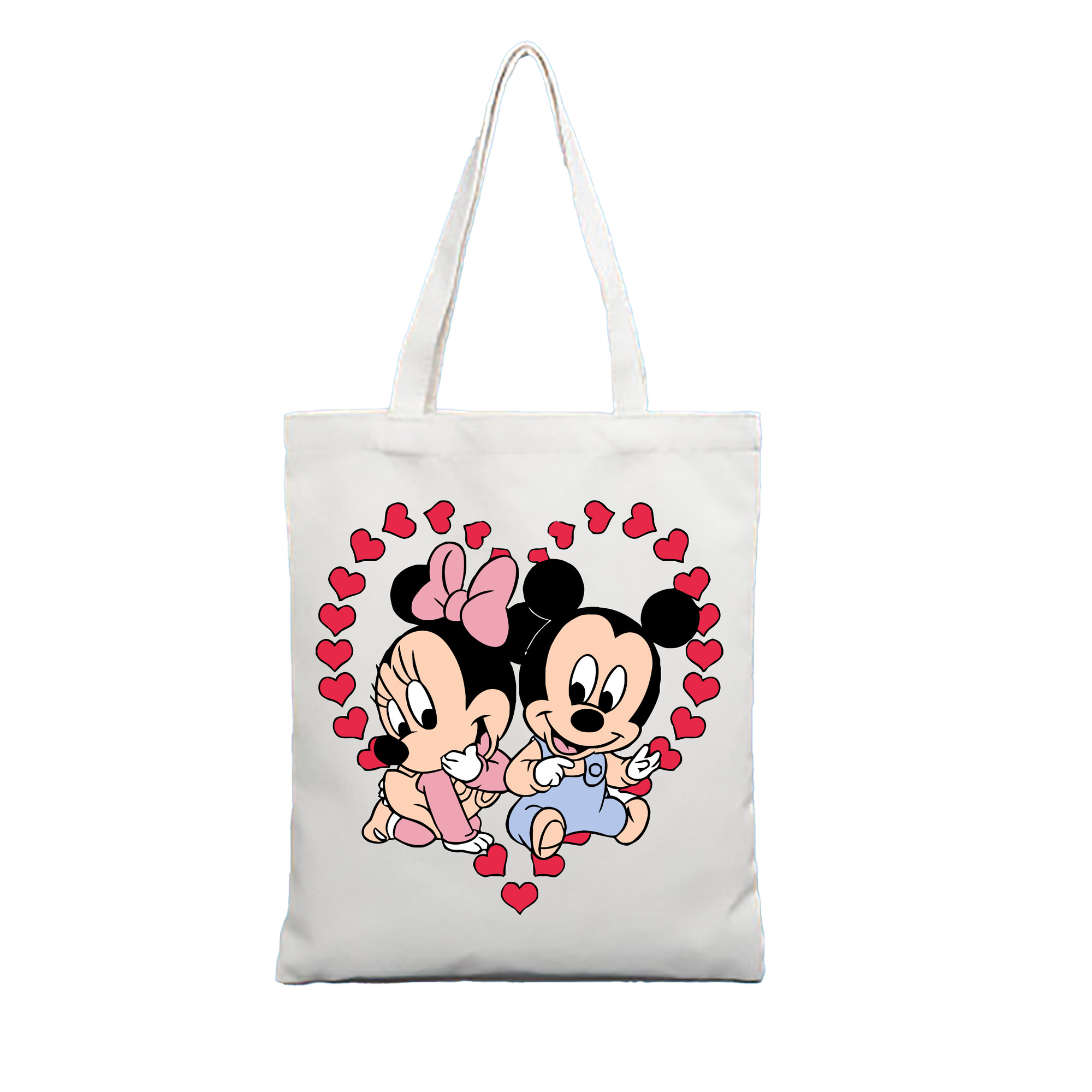 （画像用） ミッキーマウス Mickey Mouse 縦型キャンバス生地手提げバッグ　トートバッグ