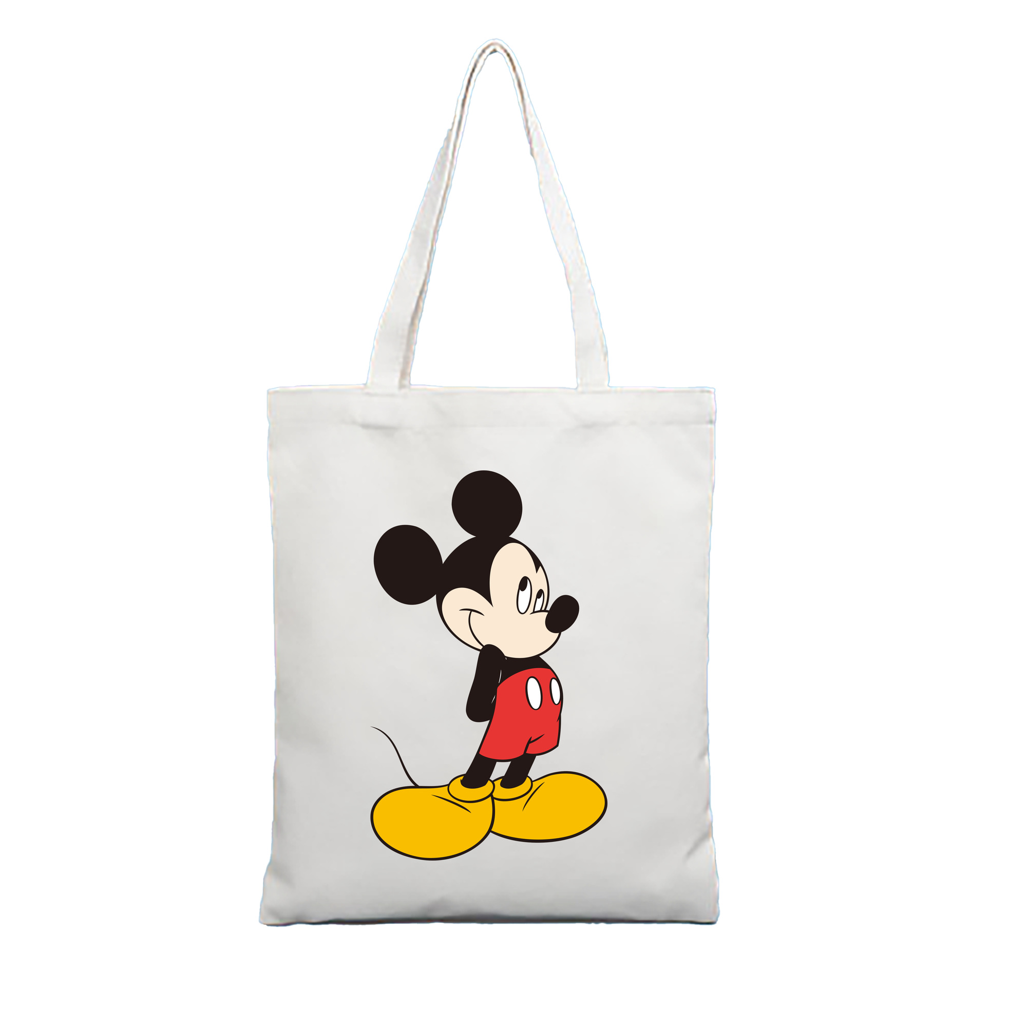 （画像用） ミッキーマウス Mickey Mouse 縦型キャンバス生地手提げバッグ　トートバッグ