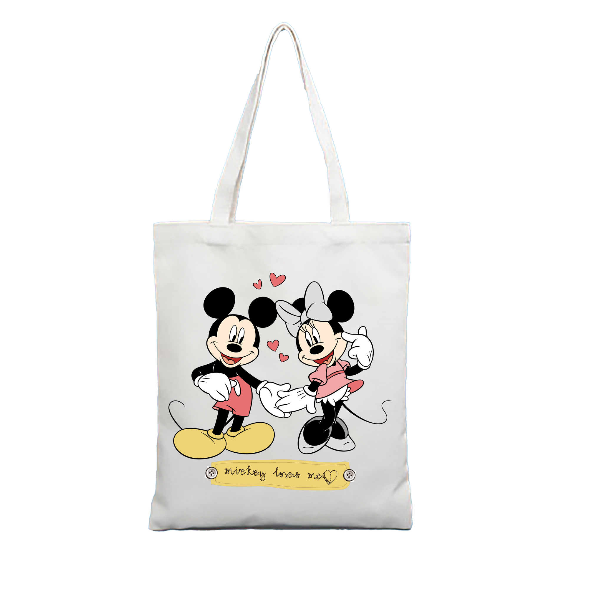 （画像用） ミッキーマウス Mickey Mouse 縦型キャンバス生地手提げバッグ　トートバッグ