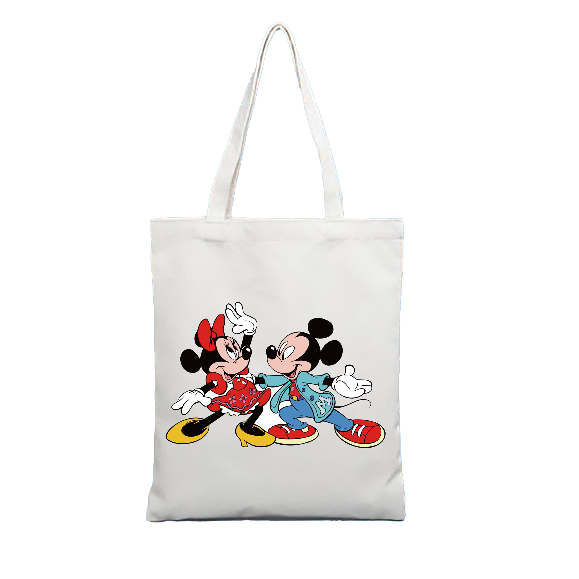 （画像用） ミッキーマウス Mickey Mouse 縦型キャンバス生地手提げバッグ　トートバッグ