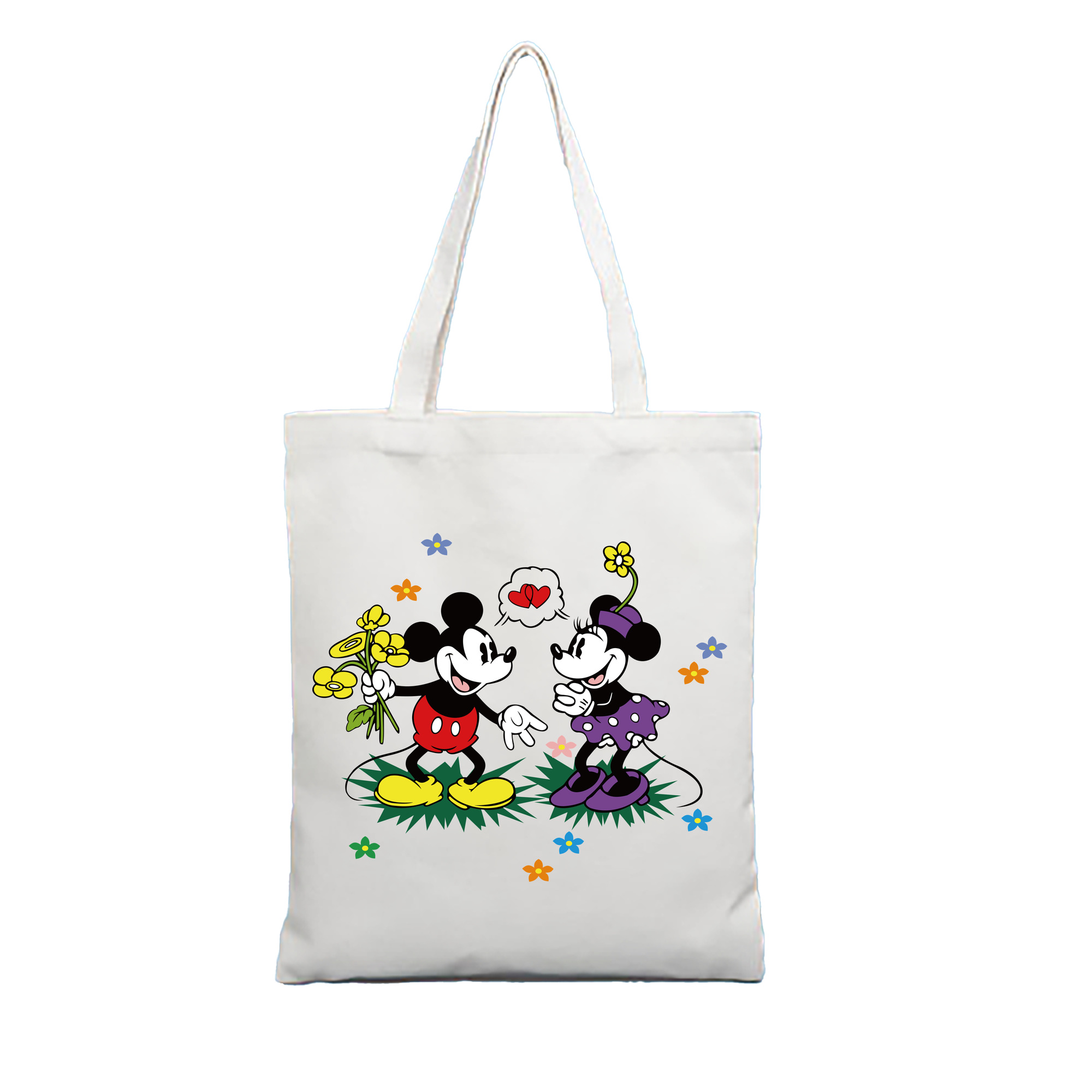 ミッキーマウス Mickey Mouse 縦型キャンバス生地手提げバッグ　トートバッグ