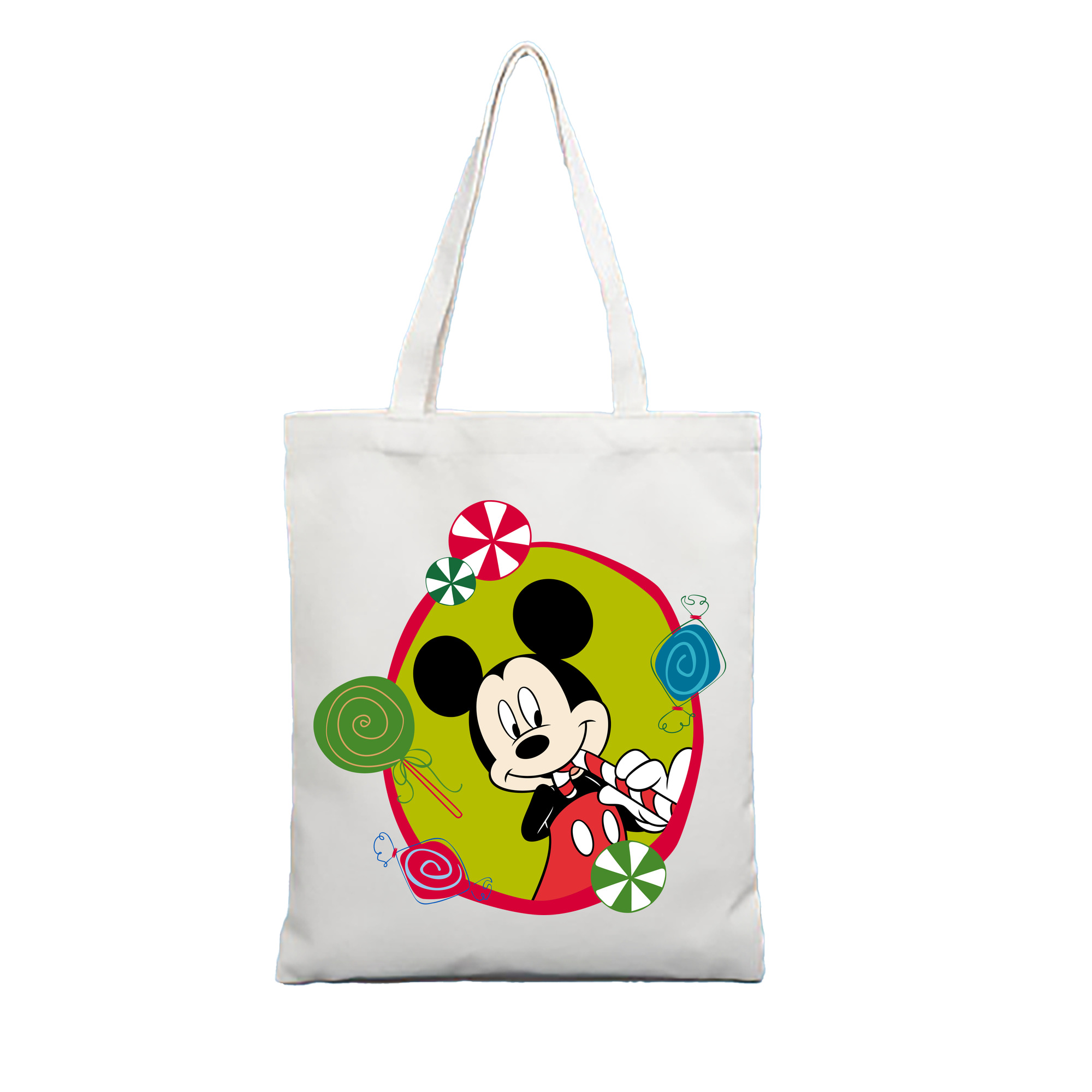 ミッキーマウス Mickey Mouse 縦型キャンバス生地手提げバッグ　トートバッグ