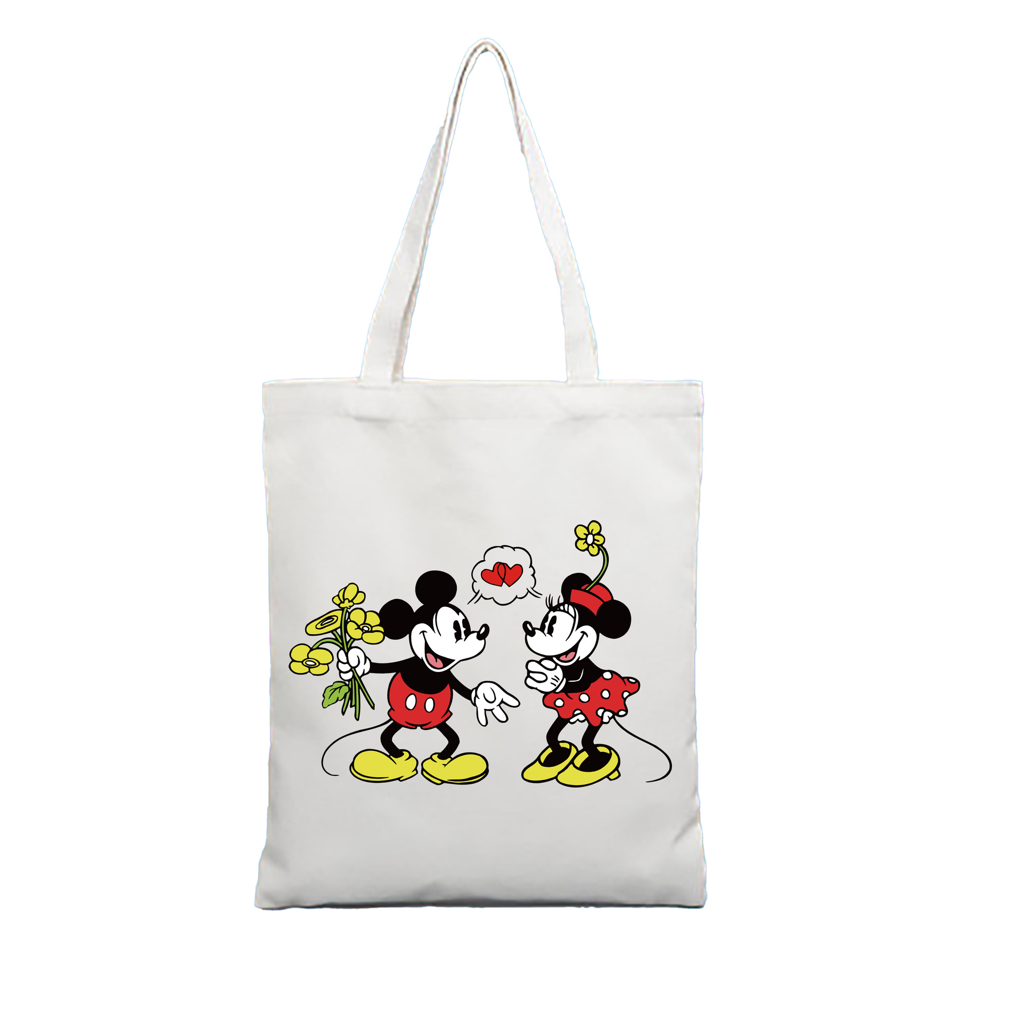 （画像用） ミッキーマウス Mickey Mouse 縦型キャンバス生地手提げバッグ　トートバッグ