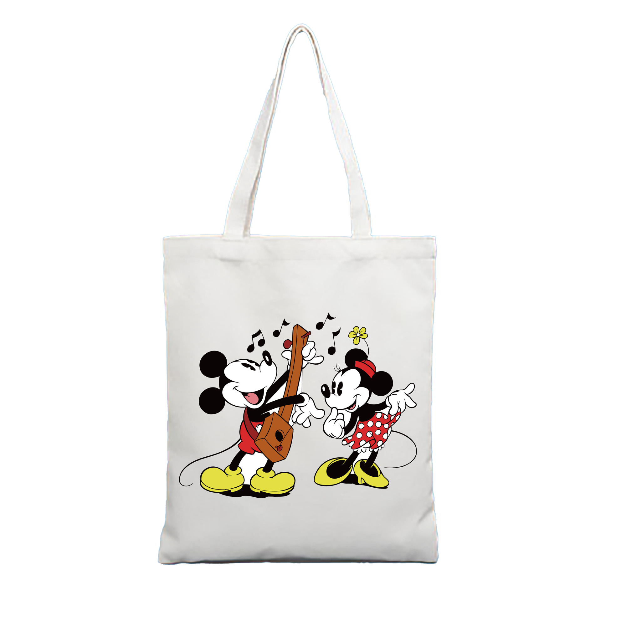 ミッキーマウス Mickey Mouse 縦型キャンバス生地手提げバッグ　トートバッグ