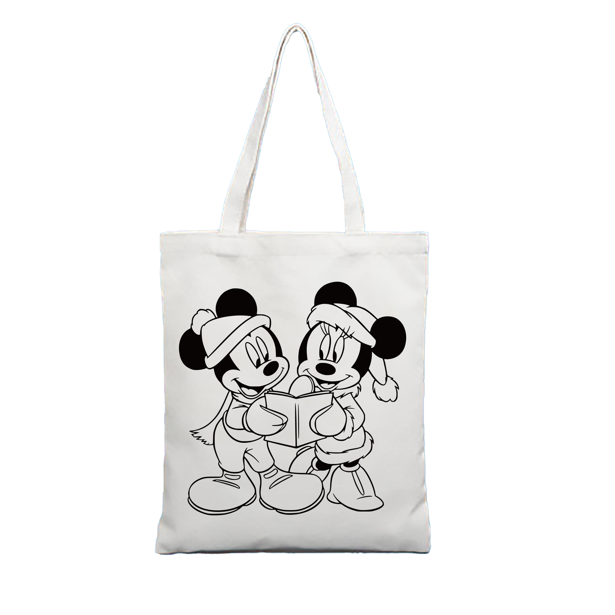 ミッキーマウス Mickey Mouse 縦型キャンバス生地手提げバッグ　トートバッグ