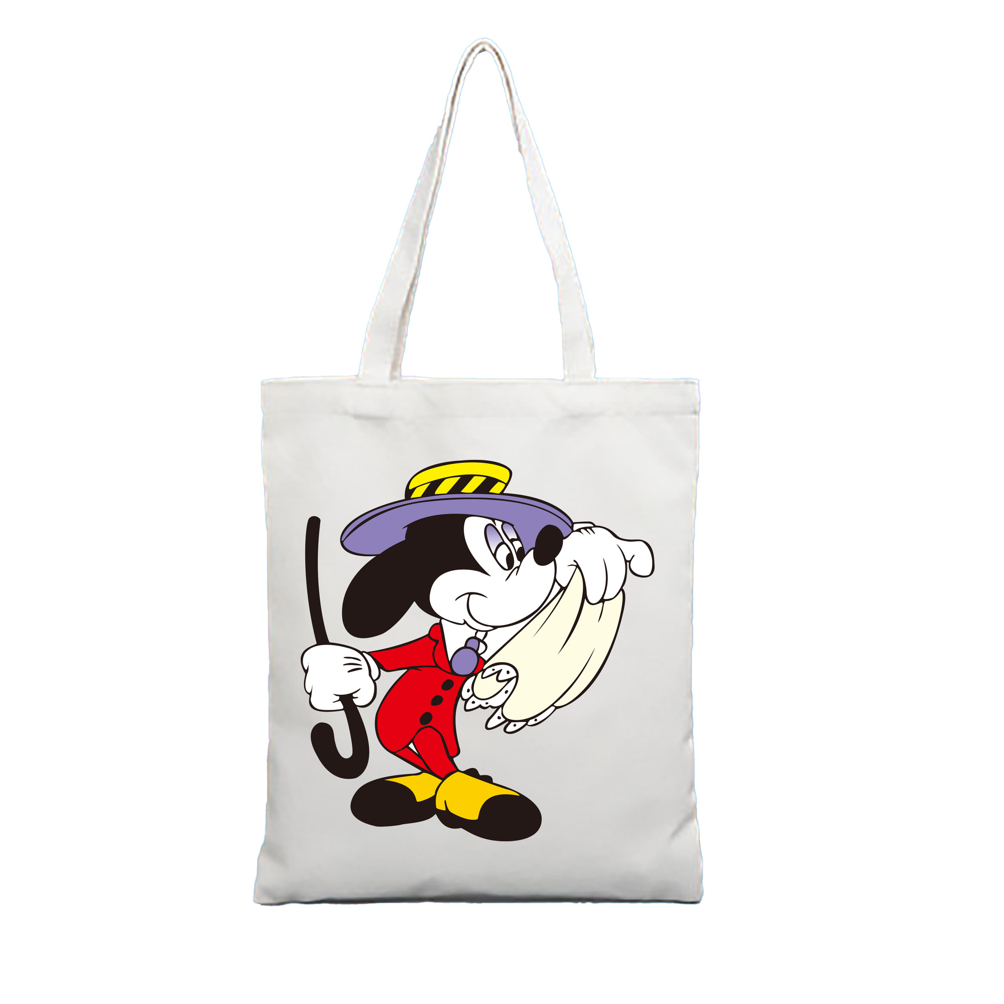 ミッキーマウス Mickey Mouse 縦型キャンバス生地手提げバッグ　トートバッグ