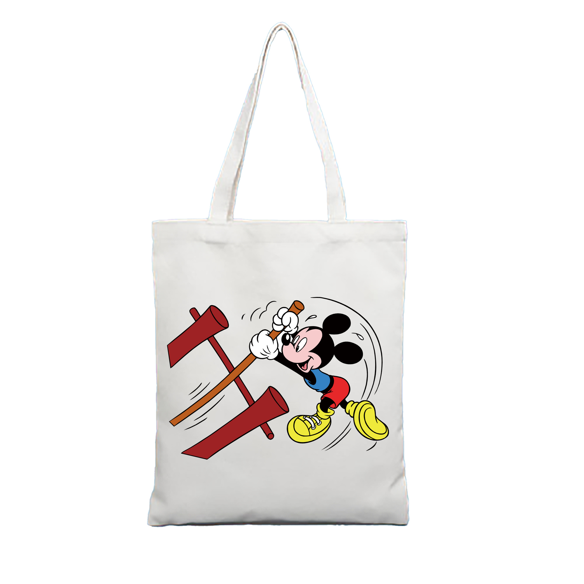 （画像用） ミッキーマウス Mickey Mouse 縦型キャンバス生地手提げバッグ　トートバッグ