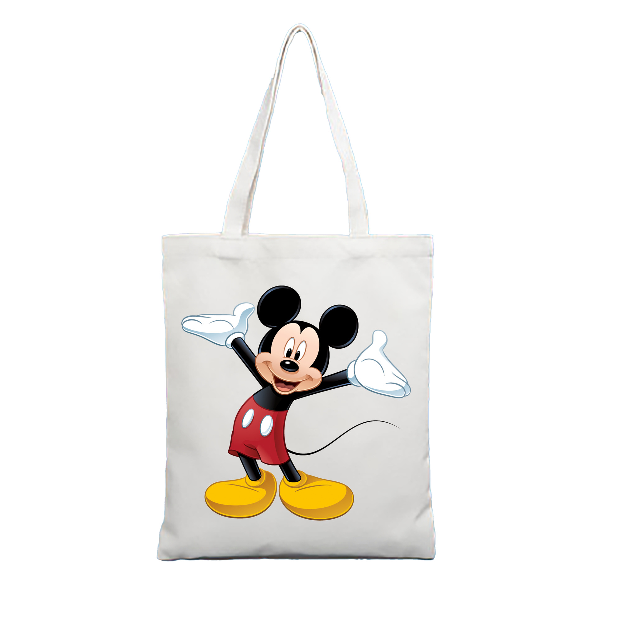 （画像用） ミッキーマウス Mickey Mouse 縦型キャンバス生地手提げバッグ　トートバッグ