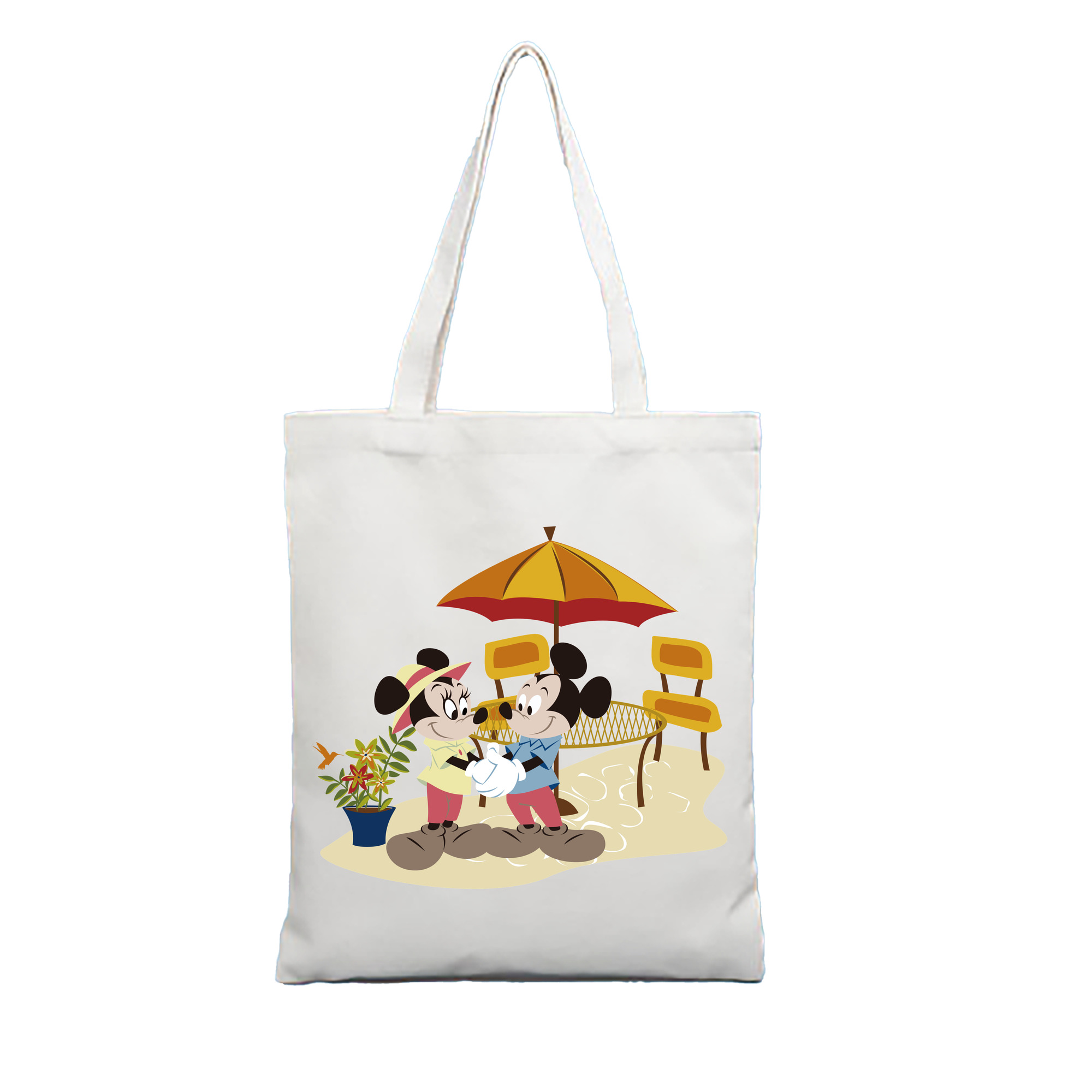 （画像用） ミッキーマウス Mickey Mouse 縦型キャンバス生地手提げバッグ　トートバッグ