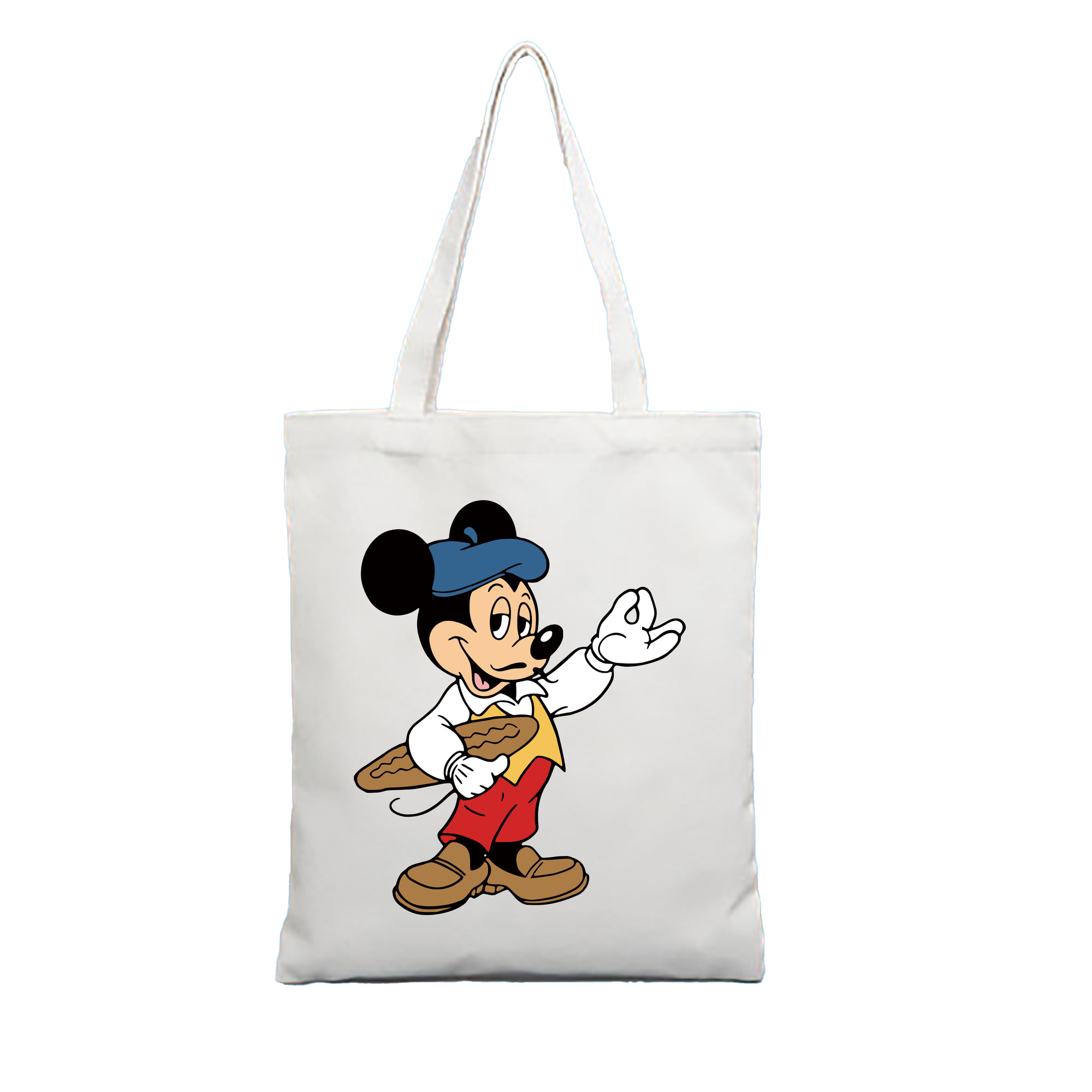（画像用） ミッキーマウス Mickey Mouse 縦型キャンバス生地手提げバッグ　トートバッグ