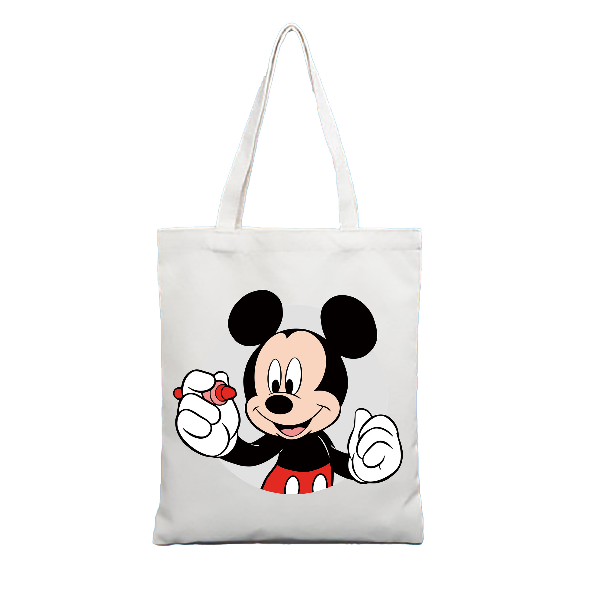 （画像用） ミッキーマウス Mickey Mouse 縦型キャンバス生地手提げバッグ　トートバッグ