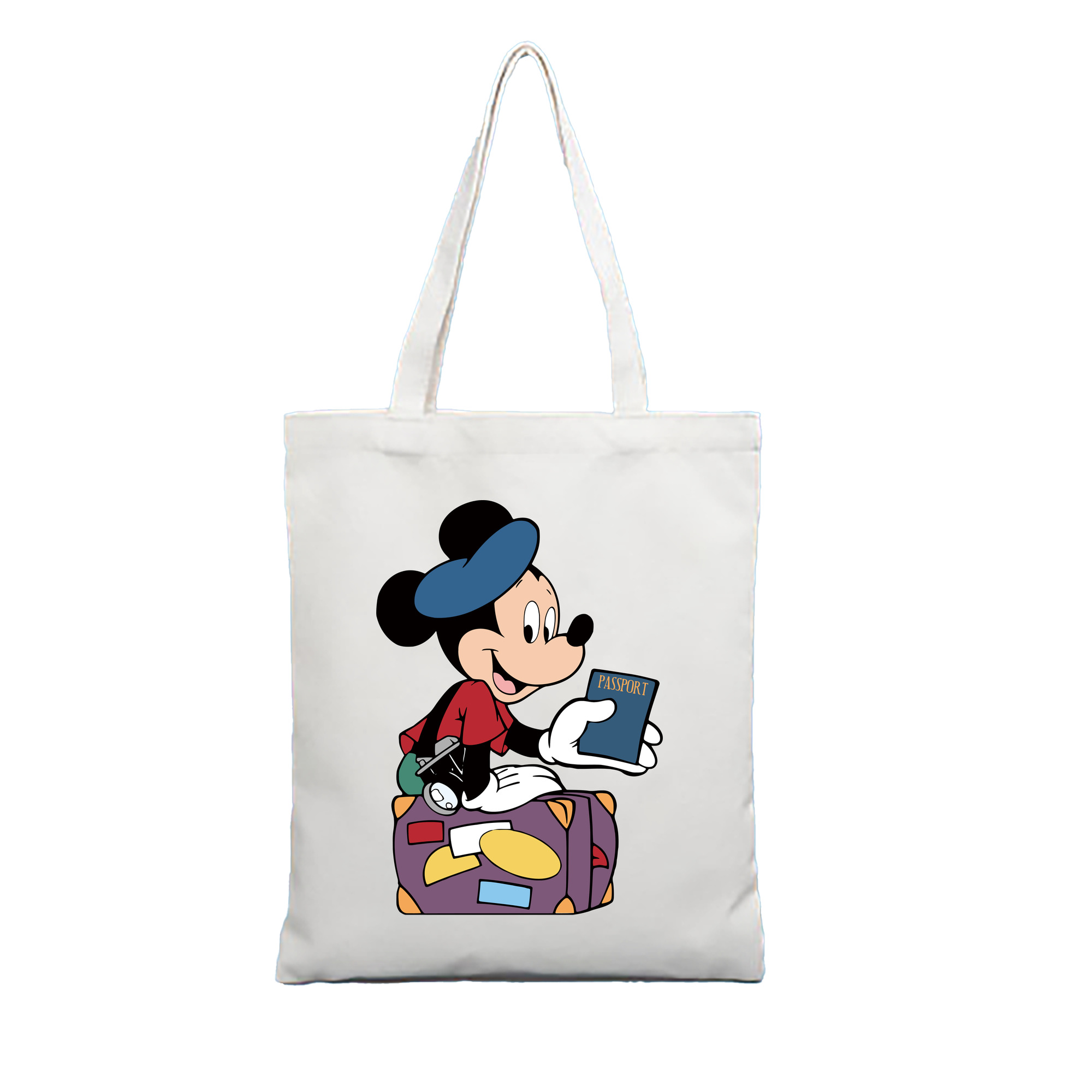 （画像用） ミッキーマウス Mickey Mouse 縦型キャンバス生地手提げバッグ　トートバッグ
