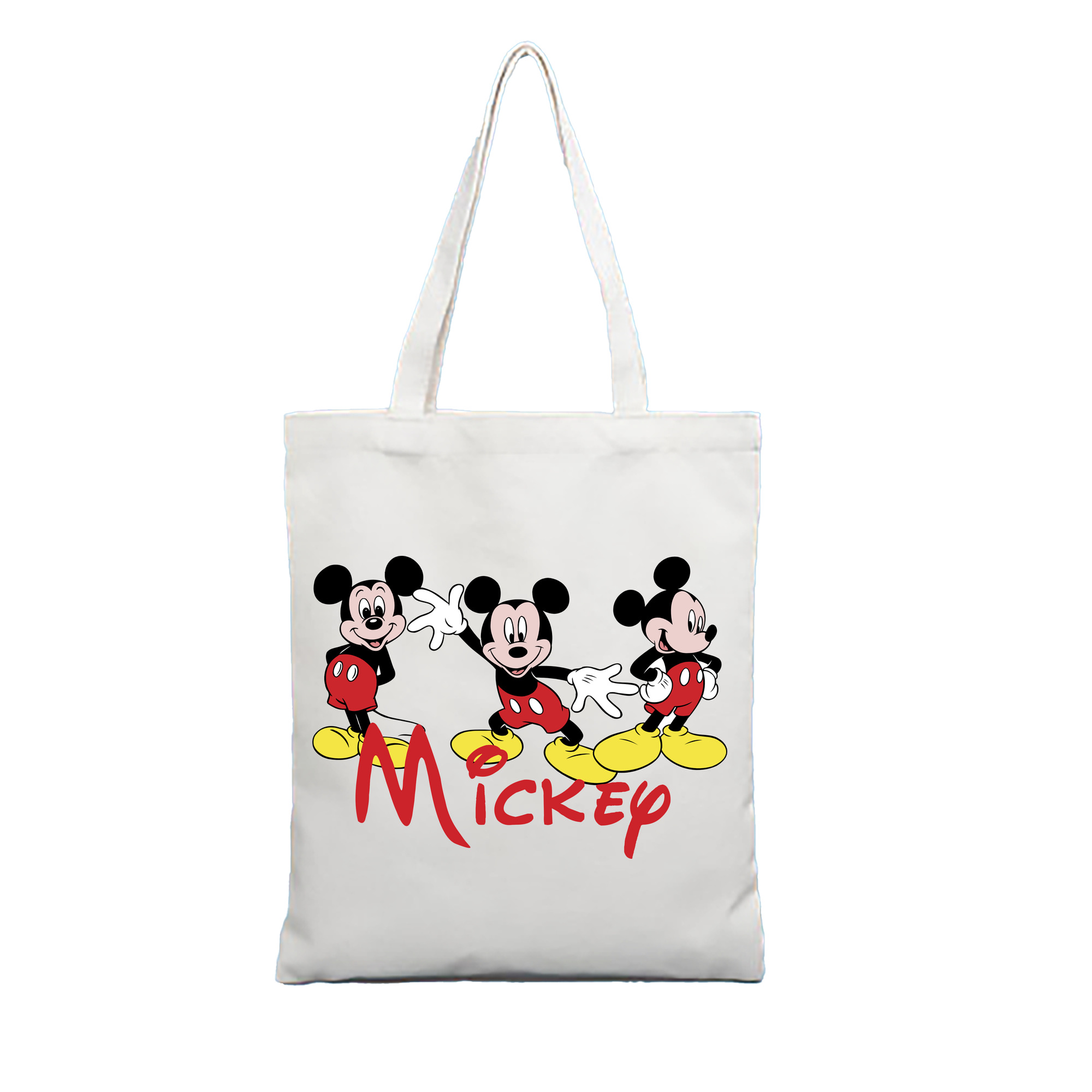 （画像用） ミッキーマウス Mickey Mouse 縦型キャンバス生地手提げバッグ　トートバッグ