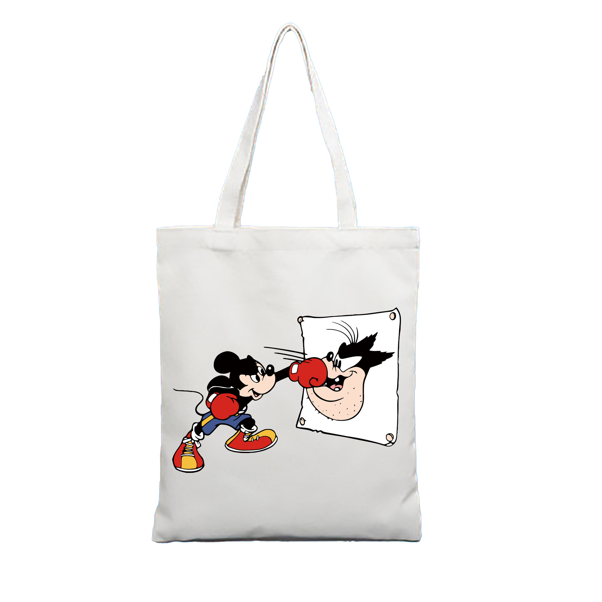 （画像用） ミッキーマウス Mickey Mouse 縦型キャンバス生地手提げバッグ　トートバッグ