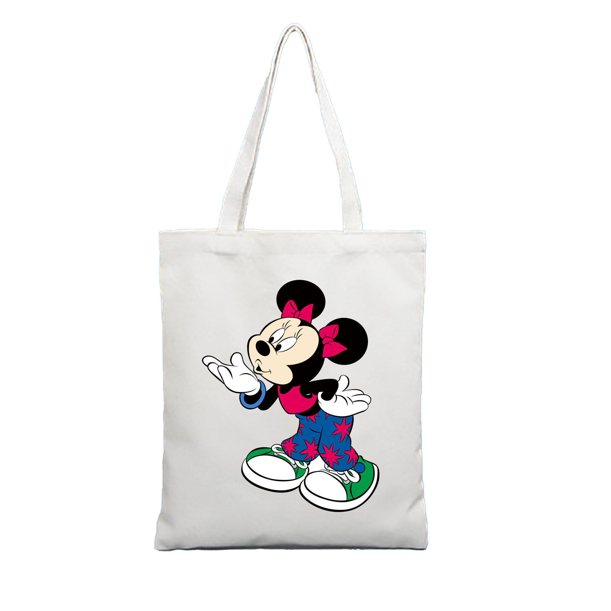 （画像用） ミッキーマウス Mickey Mouse 縦型キャンバス生地手提げバッグ　トートバッグ