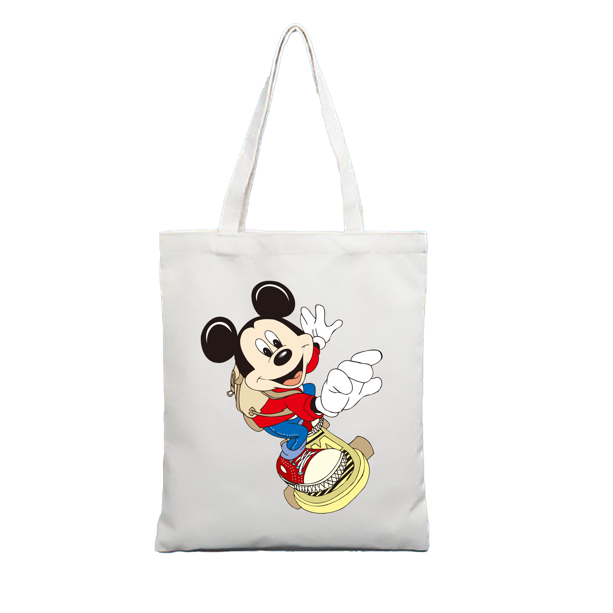 （画像用） ミッキーマウス Mickey Mouse 縦型キャンバス生地手提げバッグ　トートバッグ