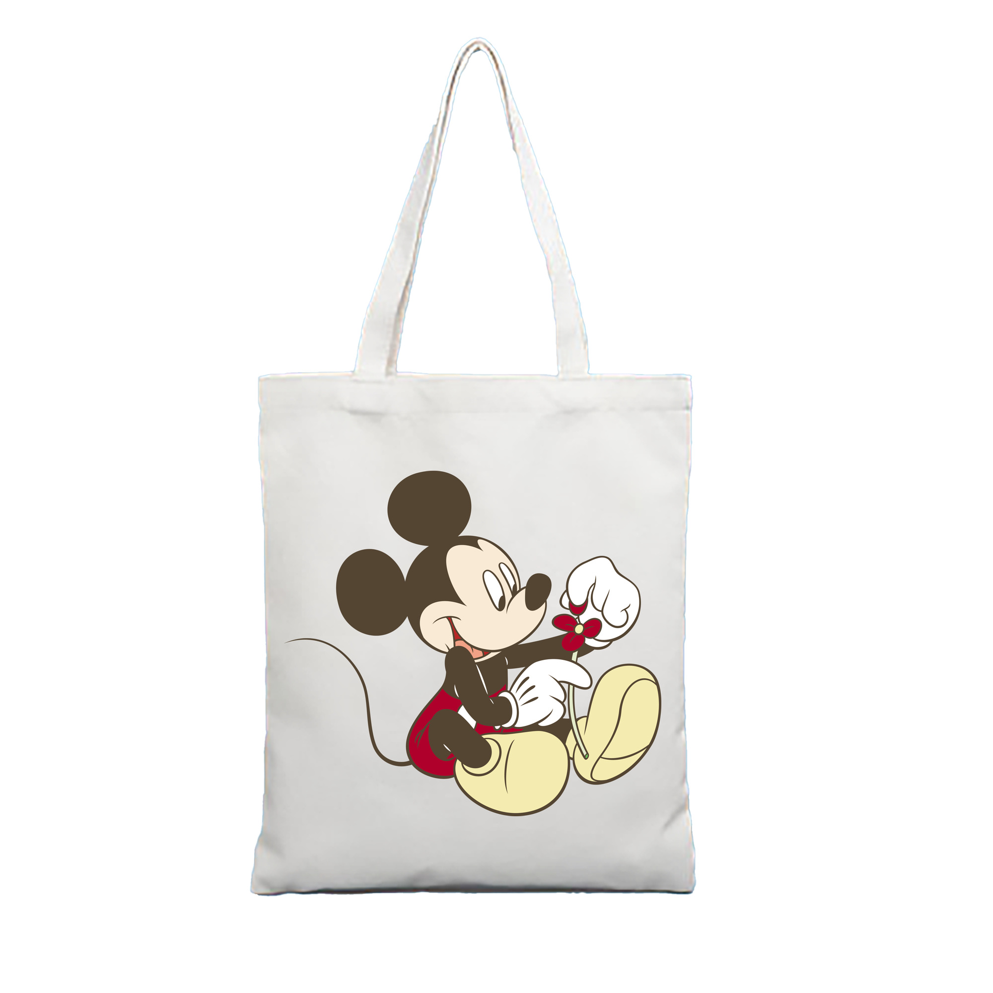 （画像用） ミッキーマウス Mickey Mouse 縦型キャンバス生地手提げバッグ　トートバッグ