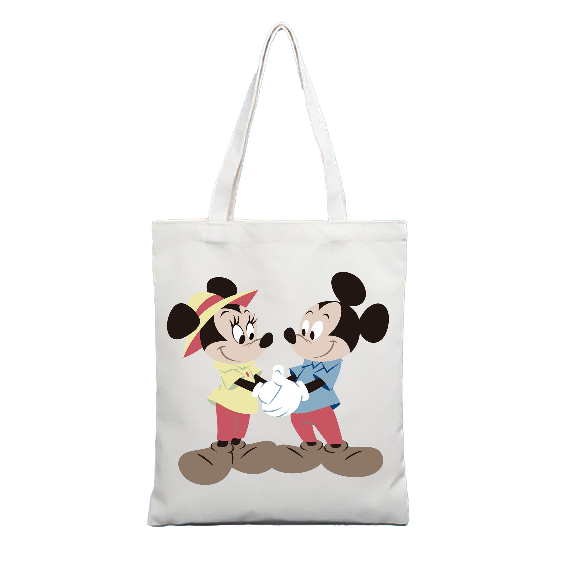 （画像用） ミッキーマウス Mickey Mouse 縦型キャンバス生地手提げバッグ　トートバッグ