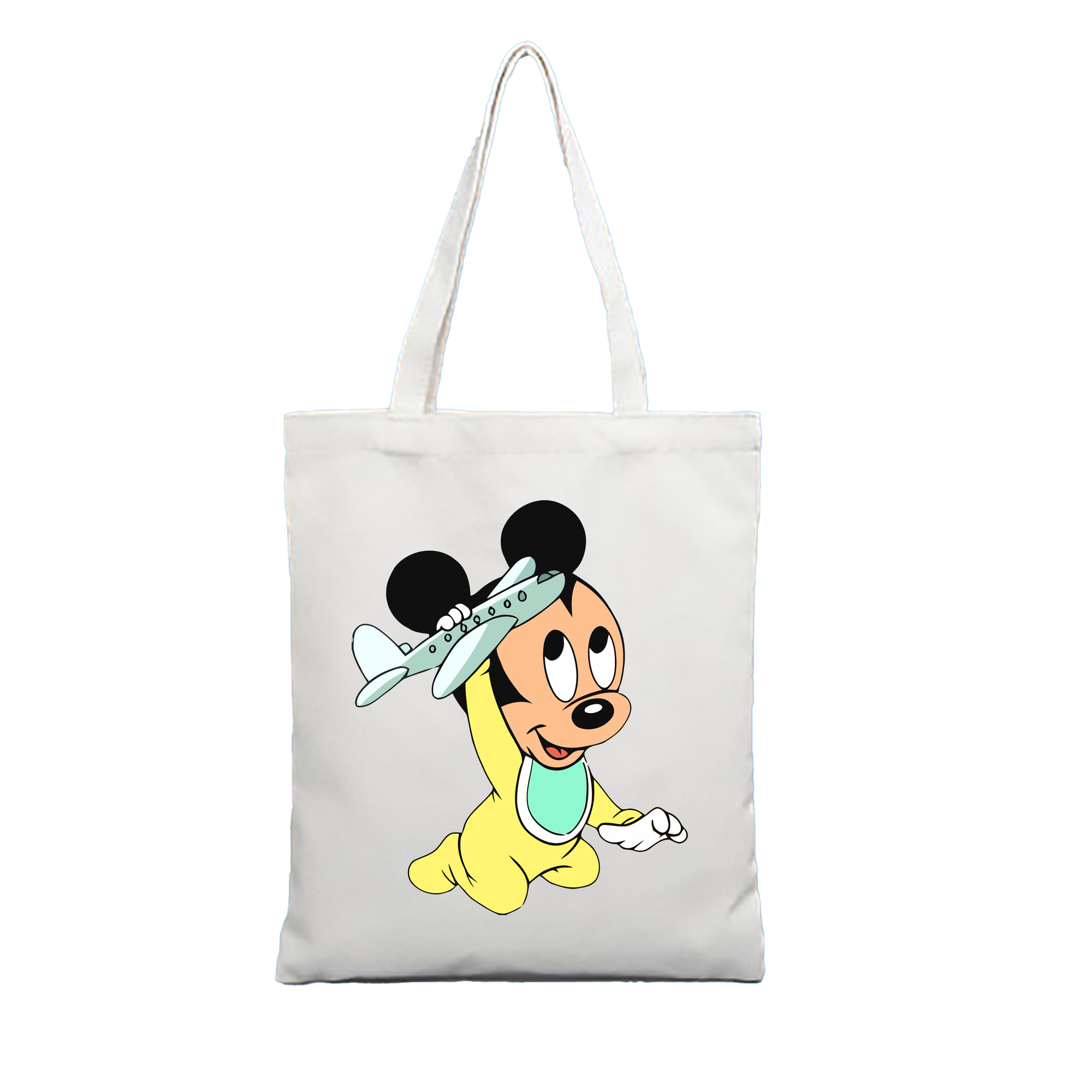 （画像用） ミッキーマウス Mickey Mouse 縦型キャンバス生地手提げバッグ　トートバッグ