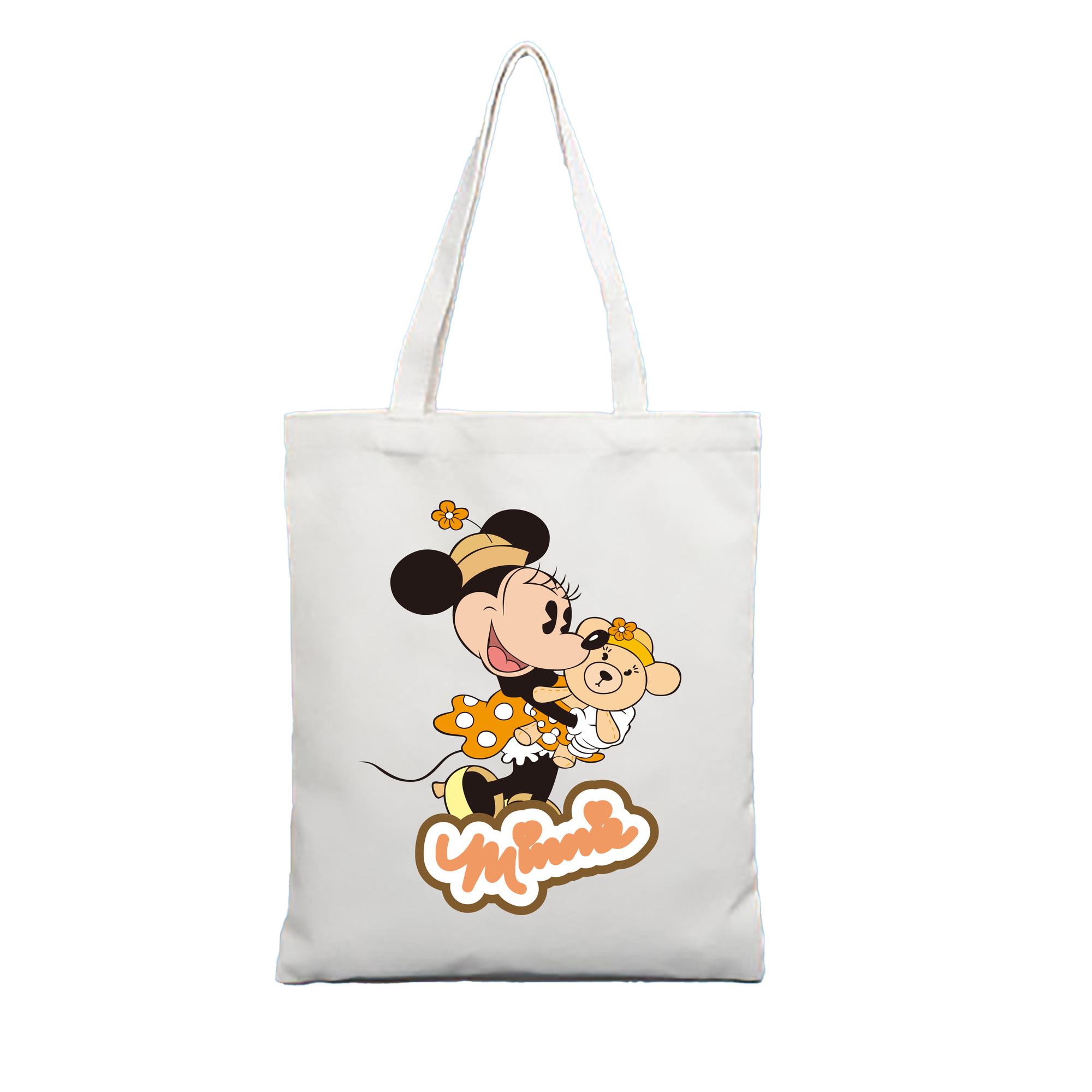 ミッキーマウス Mickey Mouse 縦型キャンバス生地手提げバッグ　トートバッグ