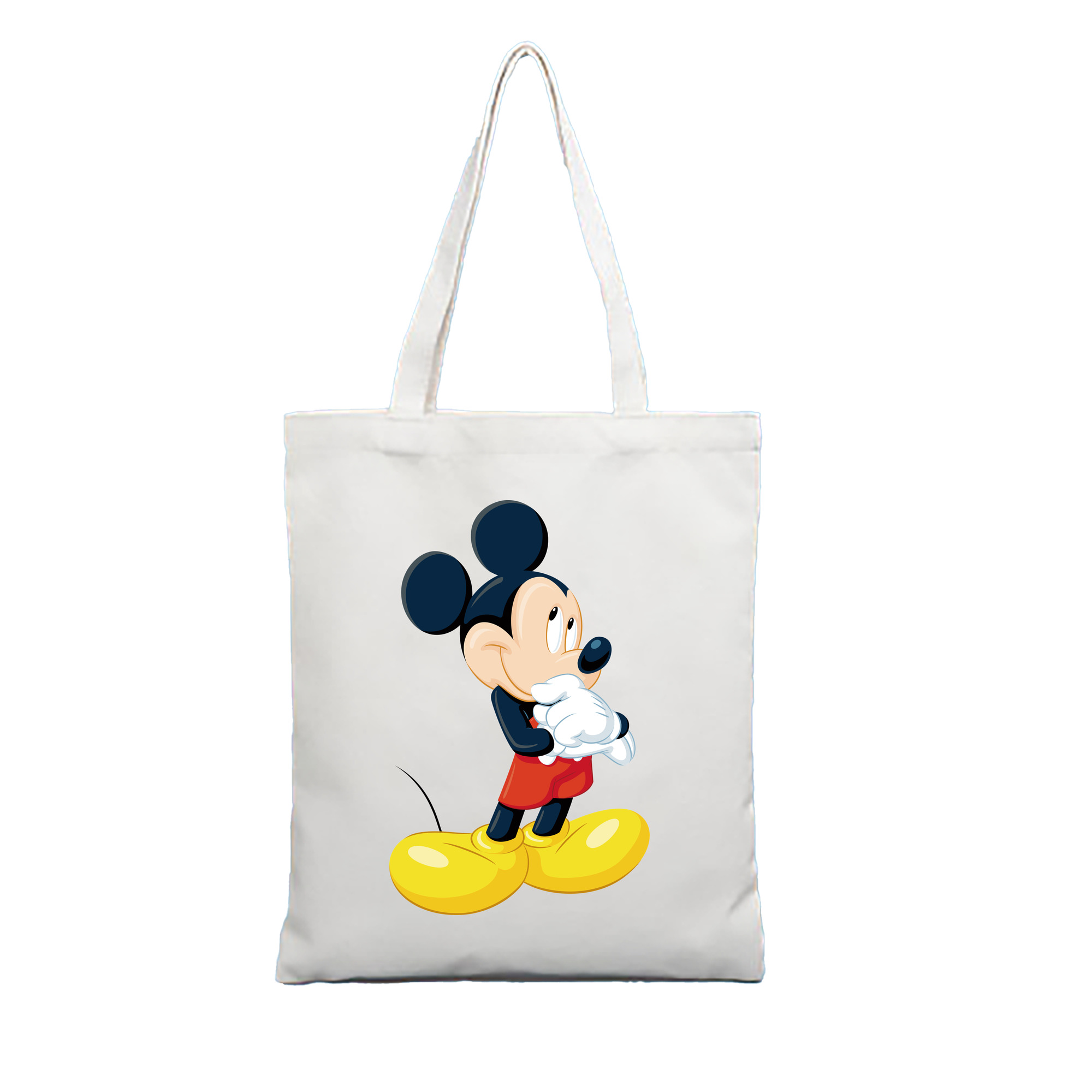 （画像用） ミッキーマウス Mickey Mouse 縦型キャンバス生地手提げバッグ　トートバッグ