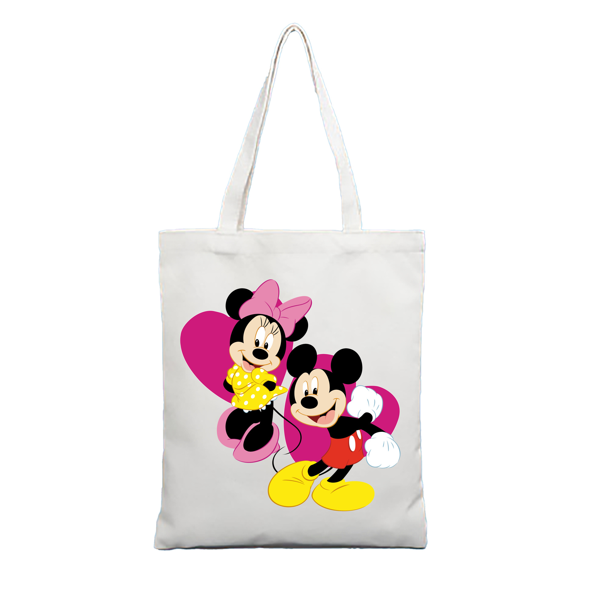 ミッキーマウス Mickey Mouse 縦型キャンバス生地手提げバッグ　トートバッグ