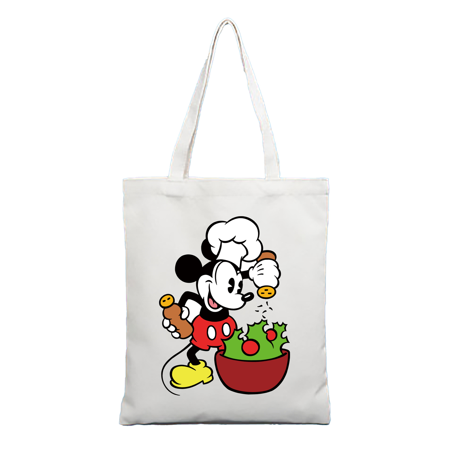 （画像用） ミッキーマウス Mickey Mouse 縦型キャンバス生地手提げバッグ　トートバッグ