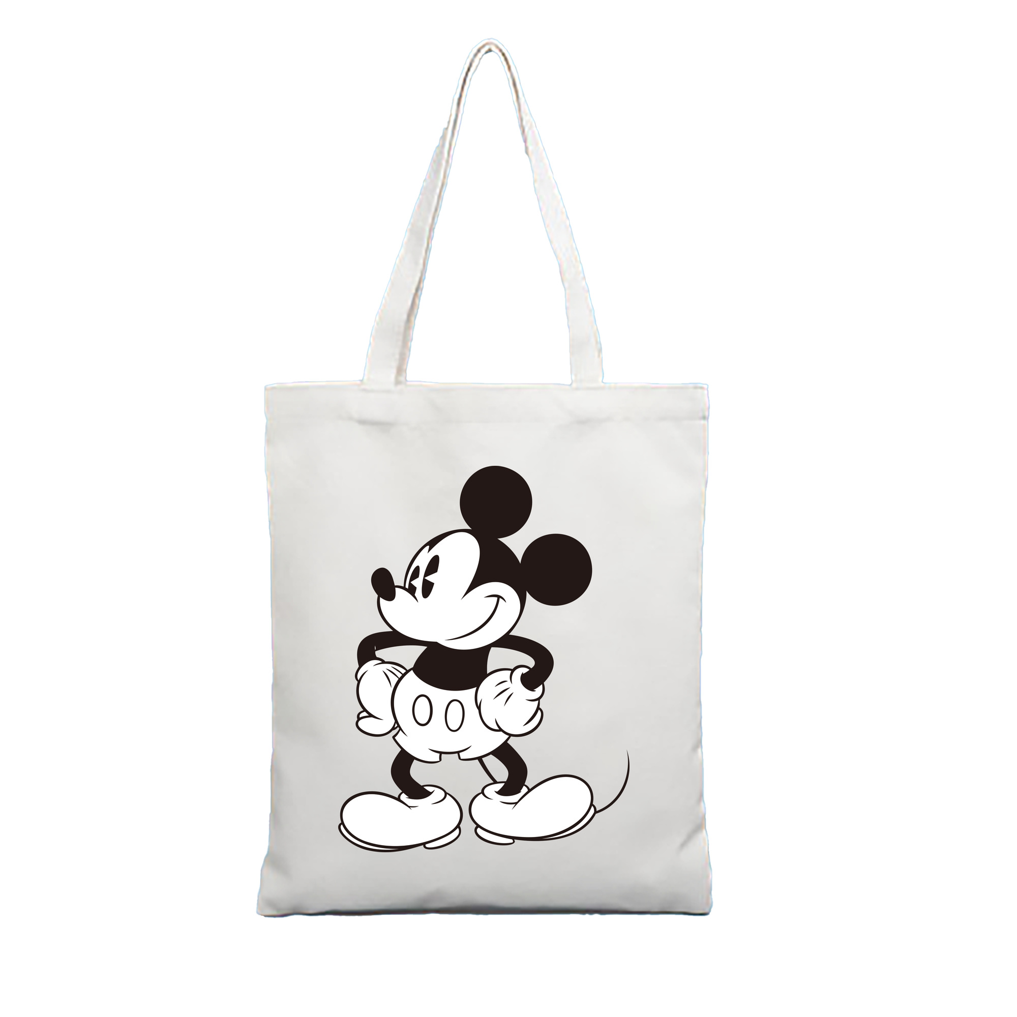 （画像用） ミッキーマウス Mickey Mouse 縦型キャンバス生地手提げバッグ　トートバッグ