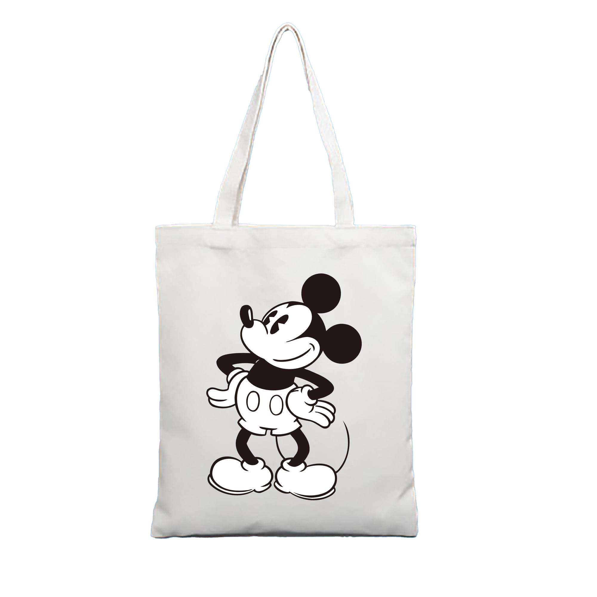 （画像用） ミッキーマウス Mickey Mouse 縦型キャンバス生地手提げバッグ　トートバッグ