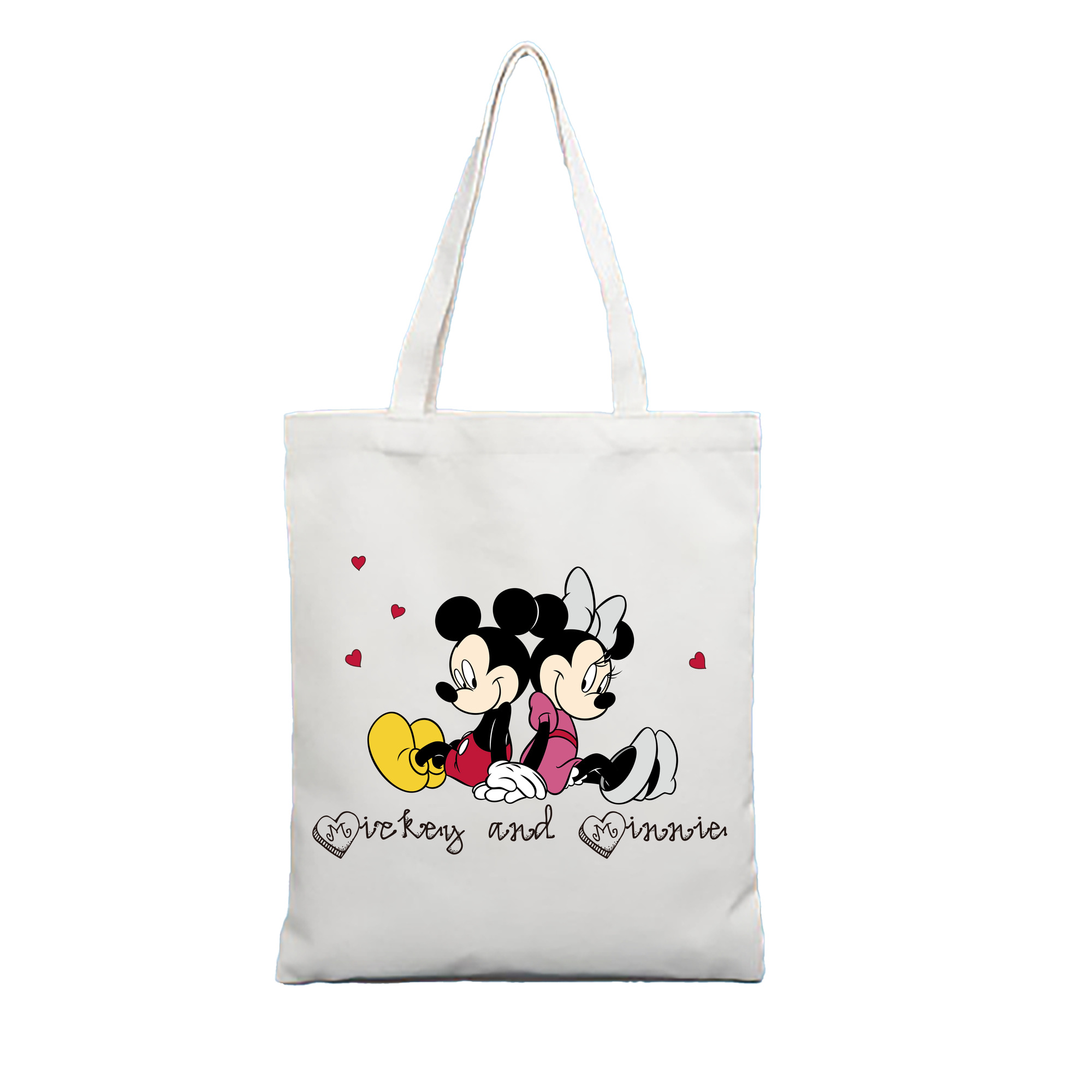 （画像用） ミッキーマウス Mickey Mouse 縦型キャンバス生地手提げバッグ　トートバッグ