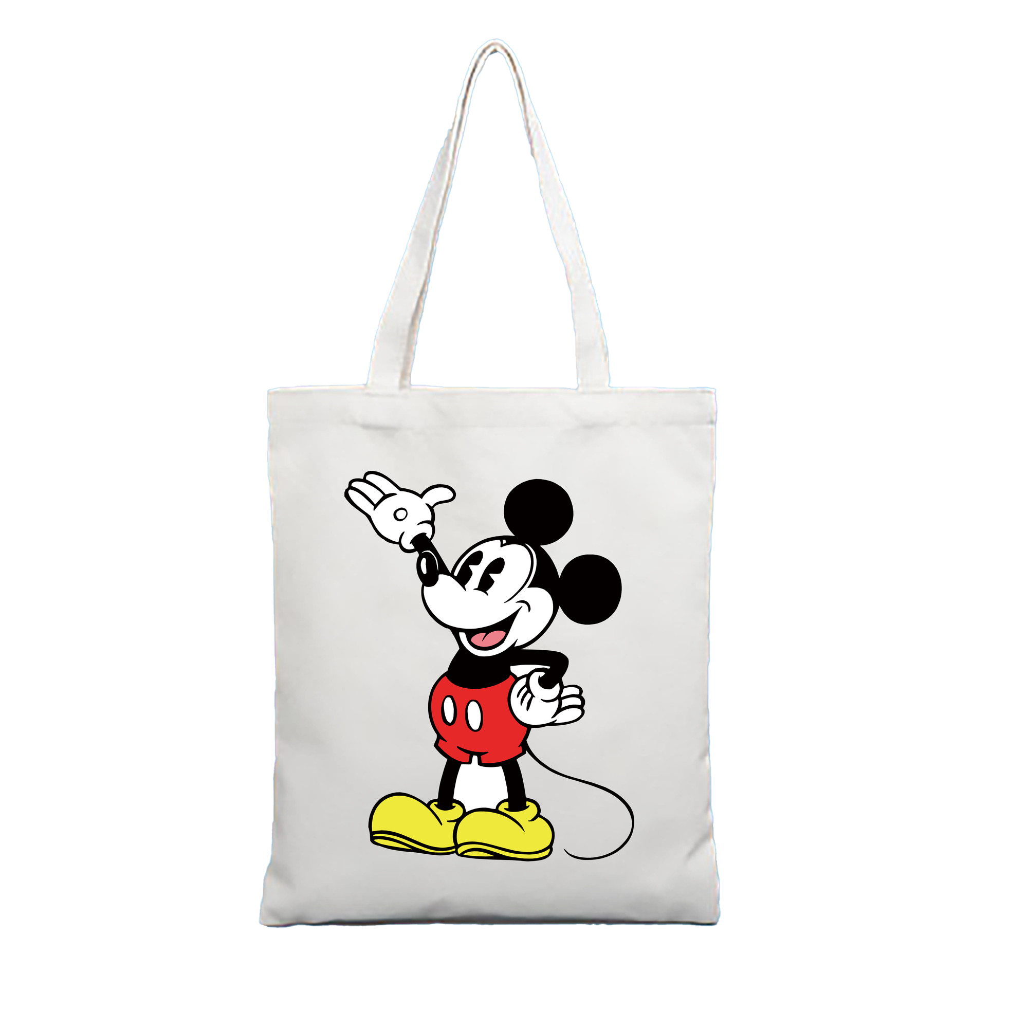 （画像用） ミッキーマウス Mickey Mouse 縦型キャンバス生地手提げバッグ　トートバッグ