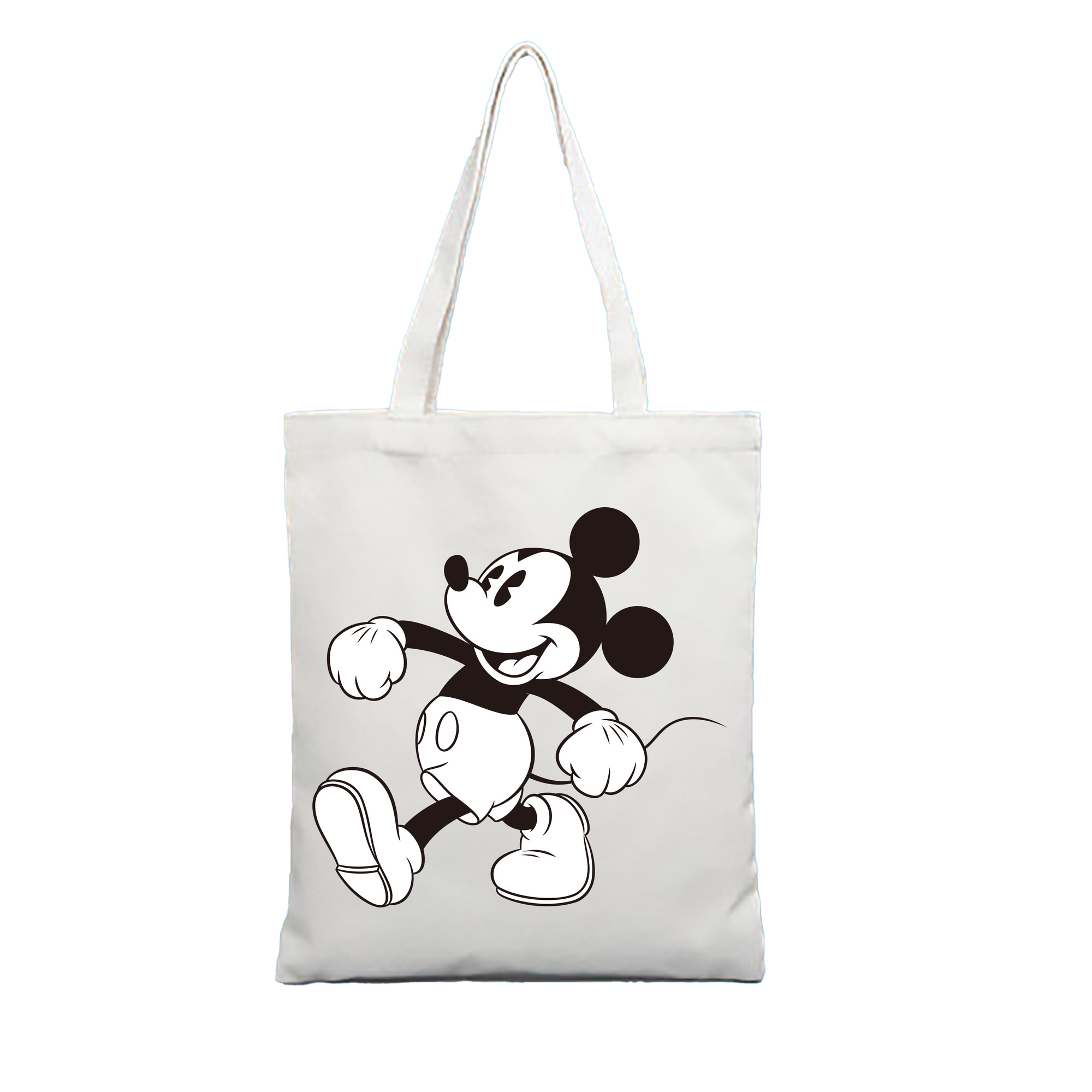 （画像用） ミッキーマウス Mickey Mouse 縦型キャンバス生地手提げバッグ　トートバッグ