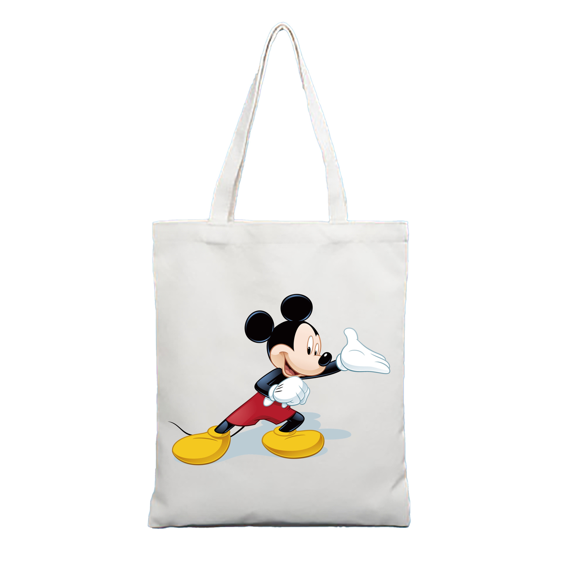 （画像用） ミッキーマウス Mickey Mouse 縦型キャンバス生地手提げバッグ　トートバッグ