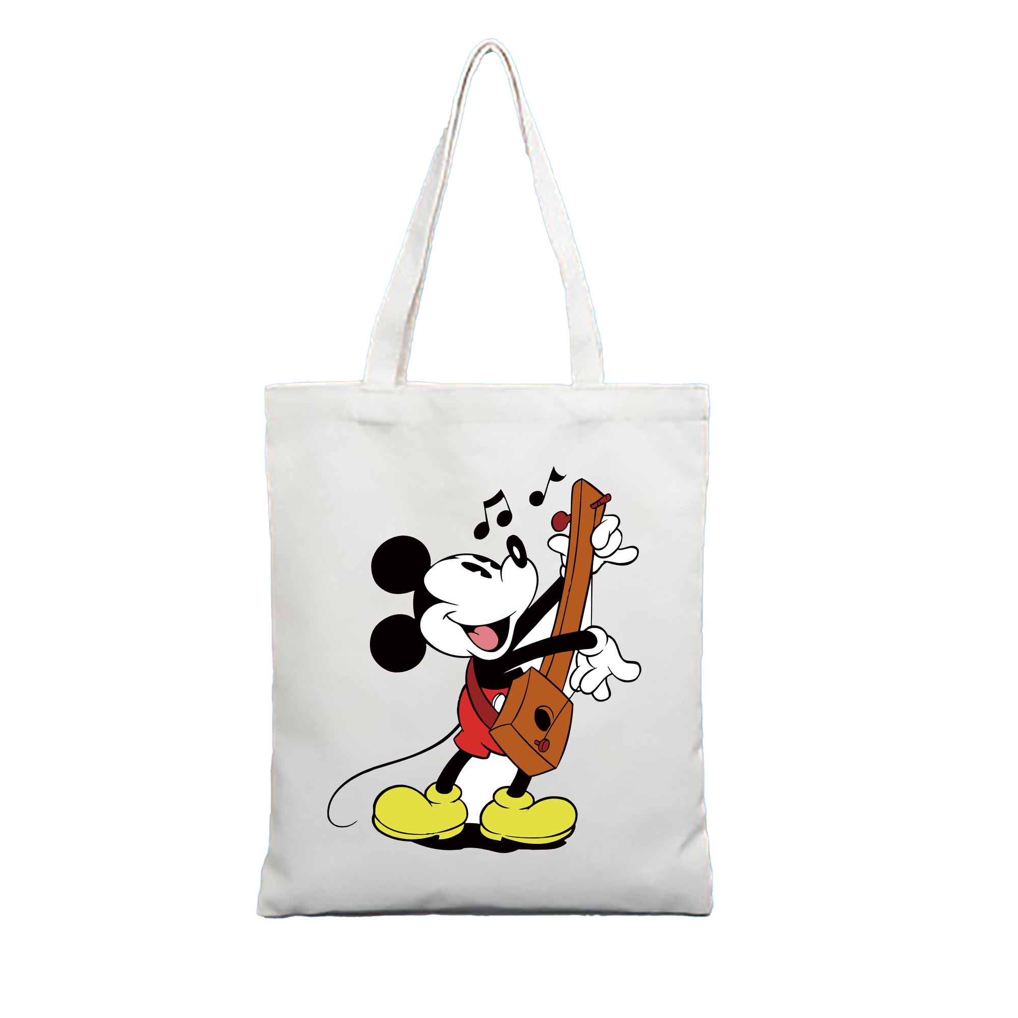 （画像用） ミッキーマウス Mickey Mouse 縦型キャンバス生地手提げバッグ　トートバッグ