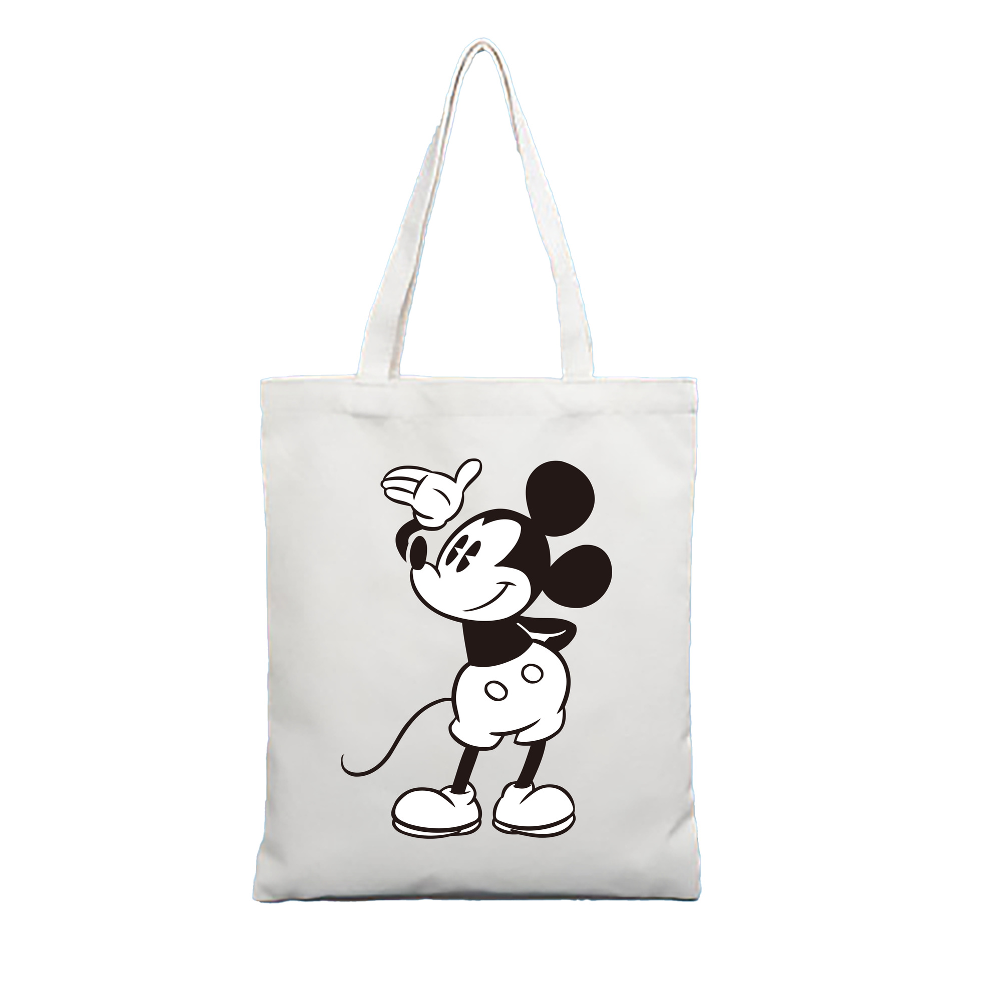（画像用） ミッキーマウス Mickey Mouse 縦型キャンバス生地手提げバッグ　トートバッグ