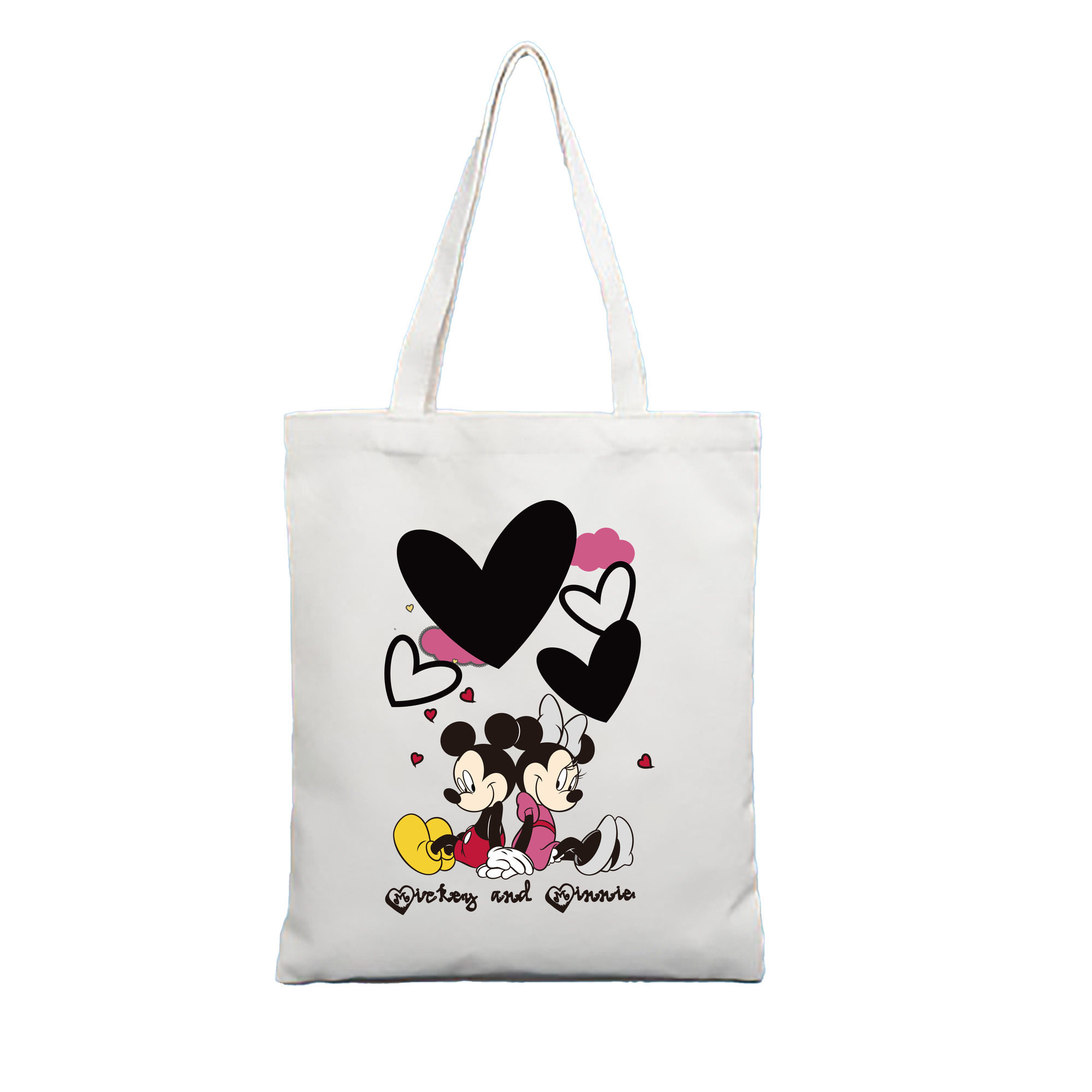 （画像用） ミッキーマウス Mickey Mouse 縦型キャンバス生地手提げバッグ　トートバッグ
