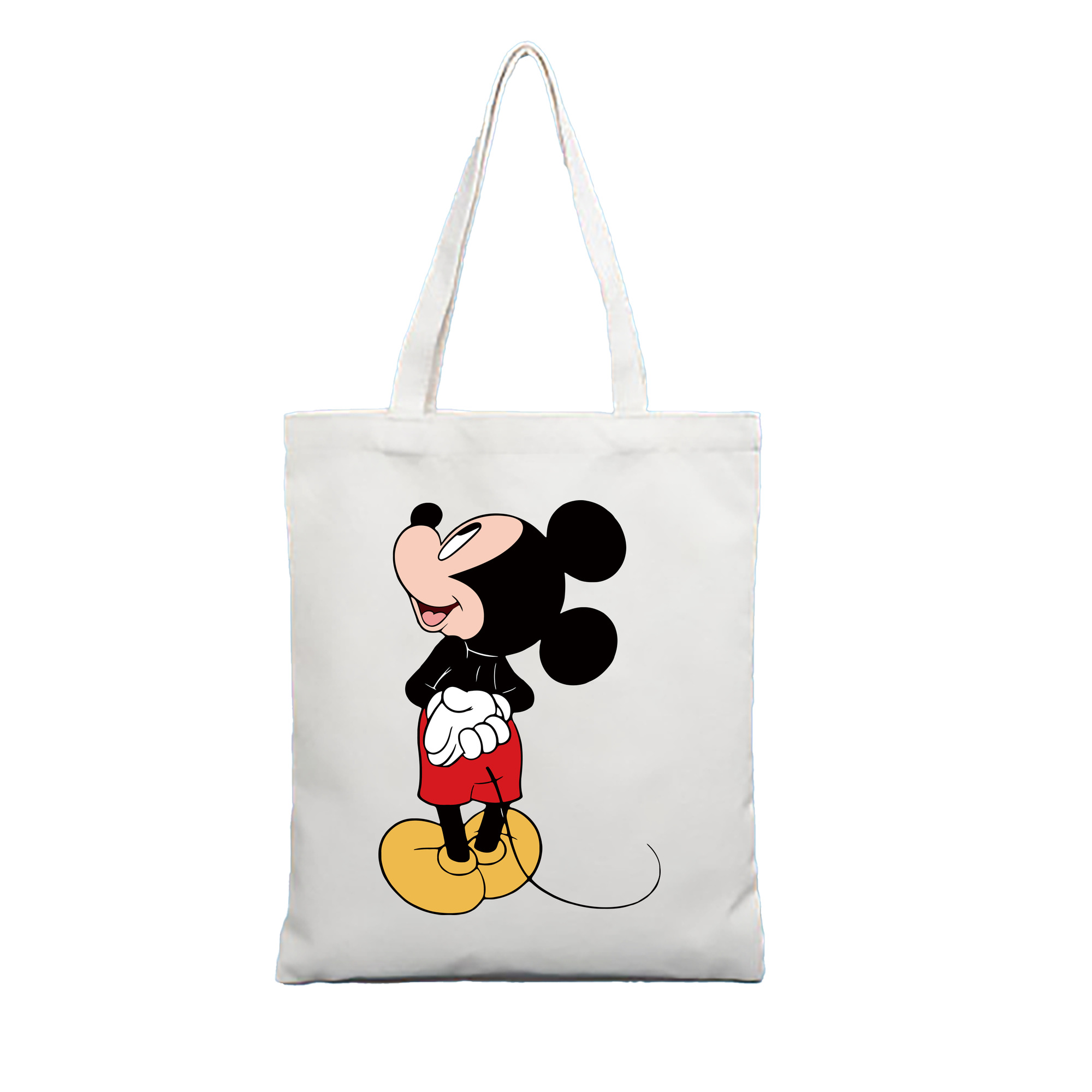 （画像用） ミッキーマウス Mickey Mouse 縦型キャンバス生地手提げバッグ　トートバッグ