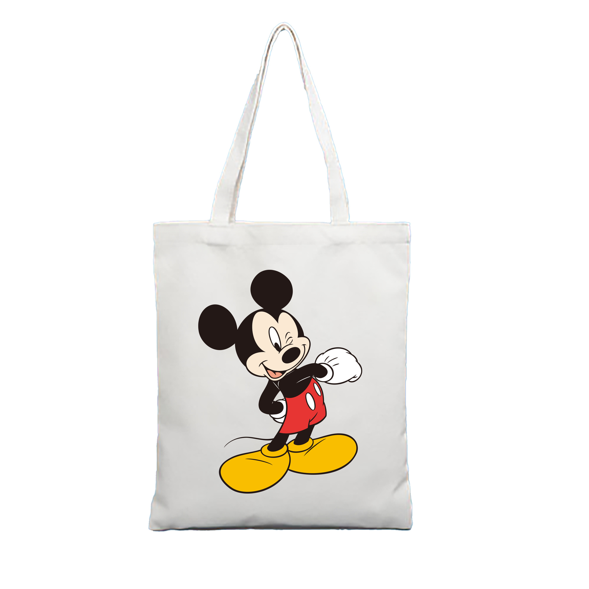 （画像用） ミッキーマウス Mickey Mouse 縦型キャンバス生地手提げバッグ　トートバッグ