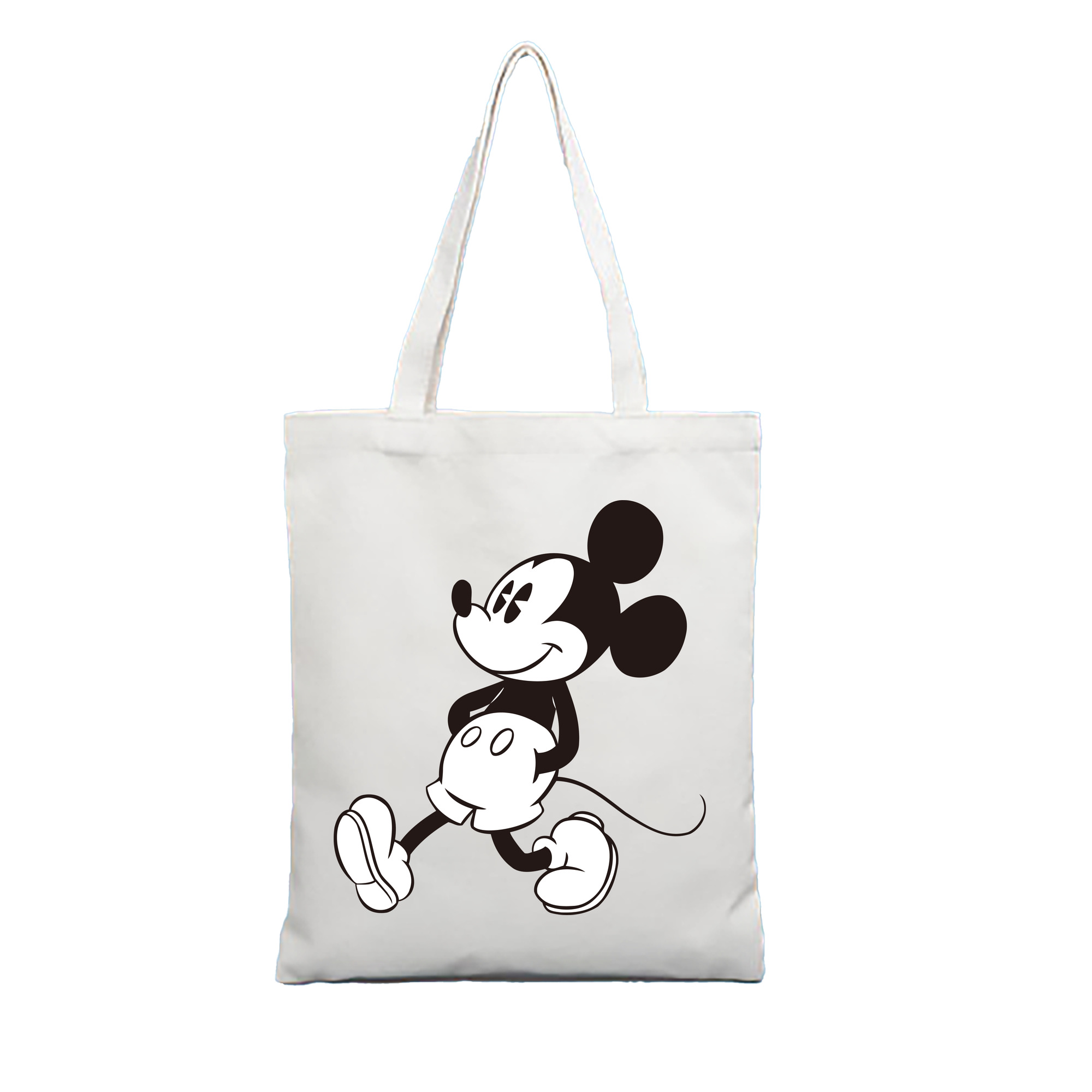 （画像用） ミッキーマウス Mickey Mouse 縦型キャンバス生地手提げバッグ　トートバッグ