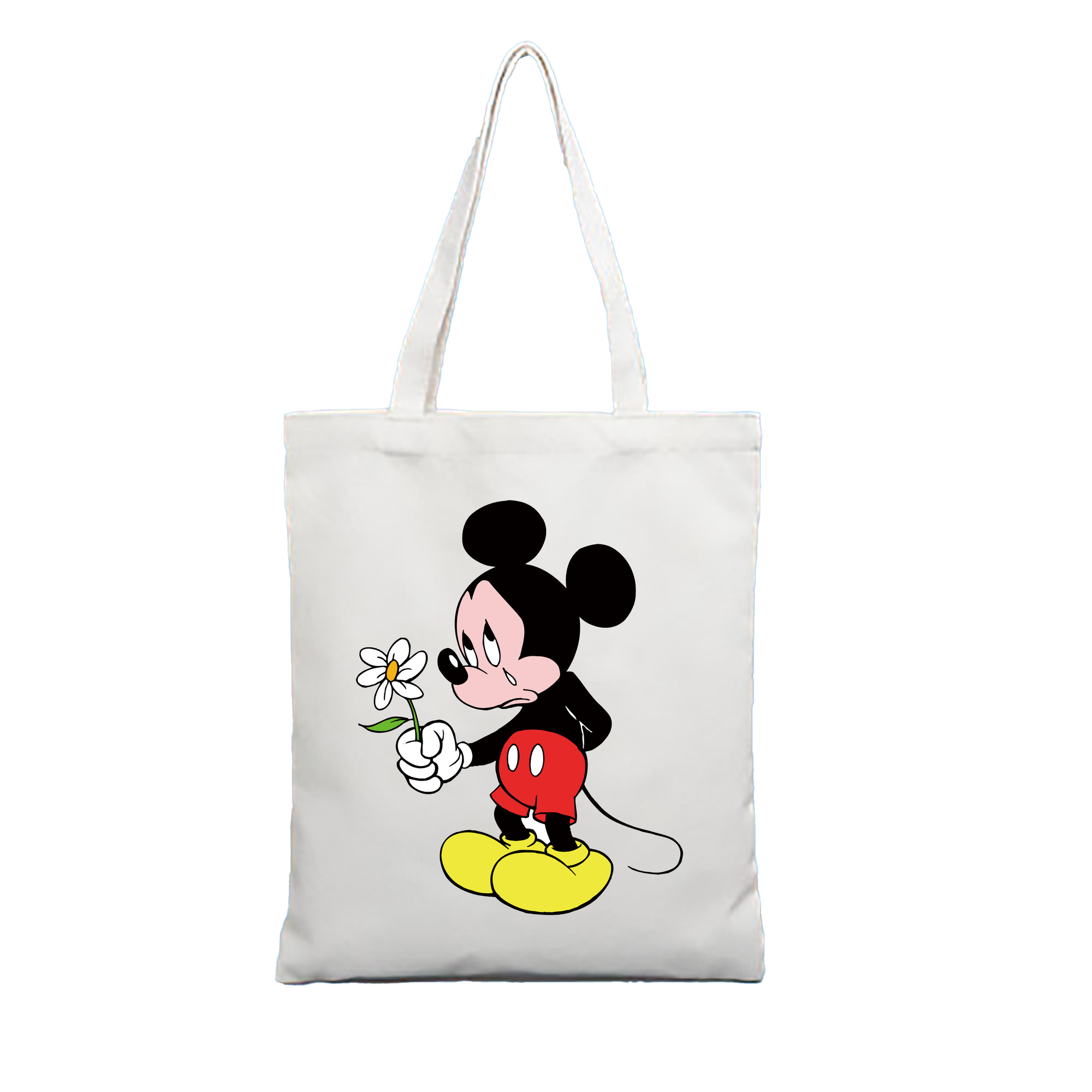 （画像用） ミッキーマウス Mickey Mouse 縦型キャンバス生地手提げバッグ　トートバッグ
