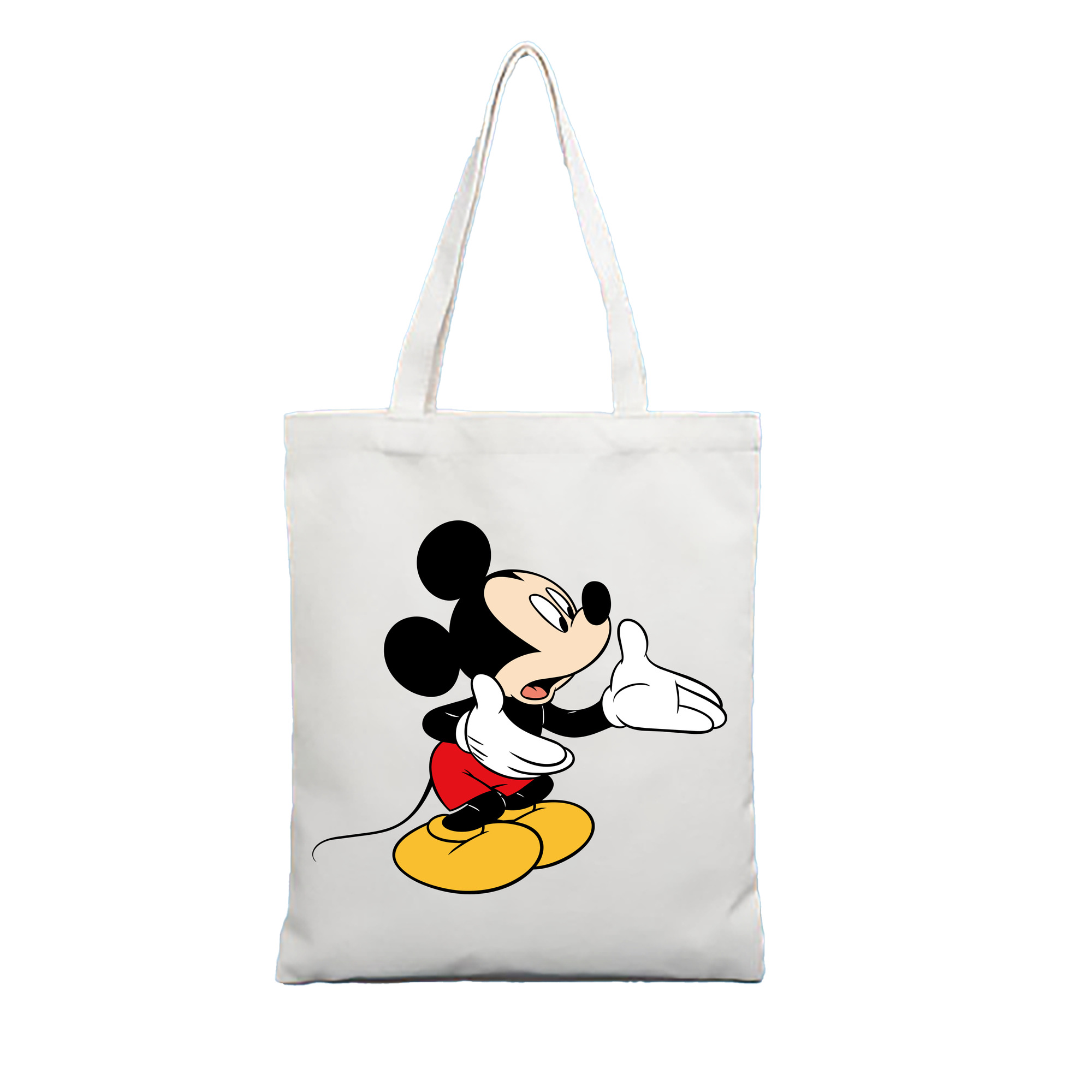 （画像用） ミッキーマウス Mickey Mouse 縦型キャンバス生地手提げバッグ　トートバッグ