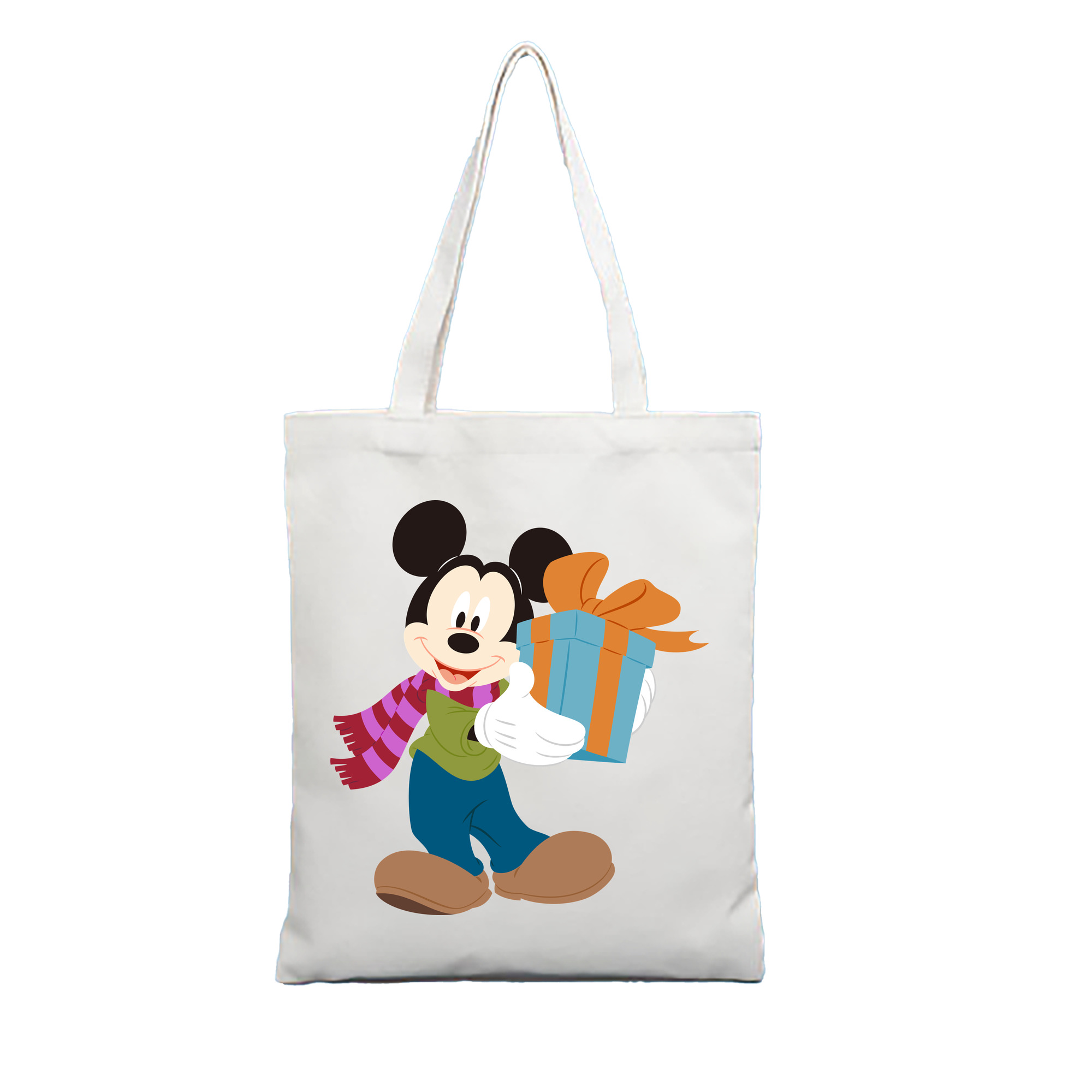 （画像用） ミッキーマウス Mickey Mouse 縦型キャンバス生地手提げバッグ　トートバッグ