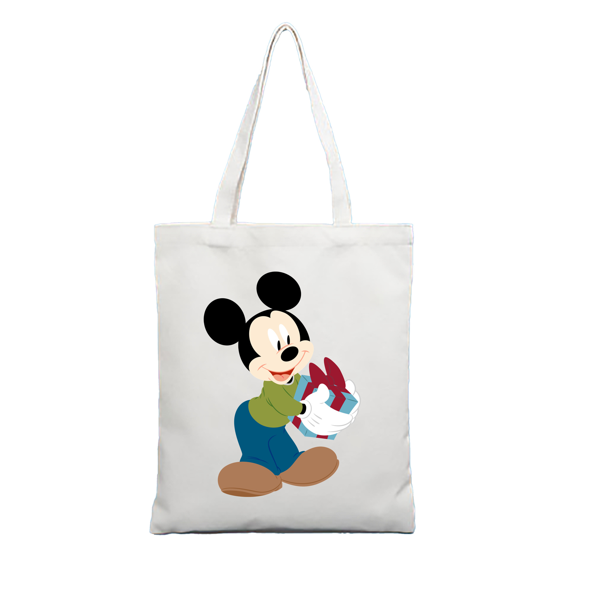 （画像用） ミッキーマウス Mickey Mouse 縦型キャンバス生地手提げバッグ　トートバッグ
