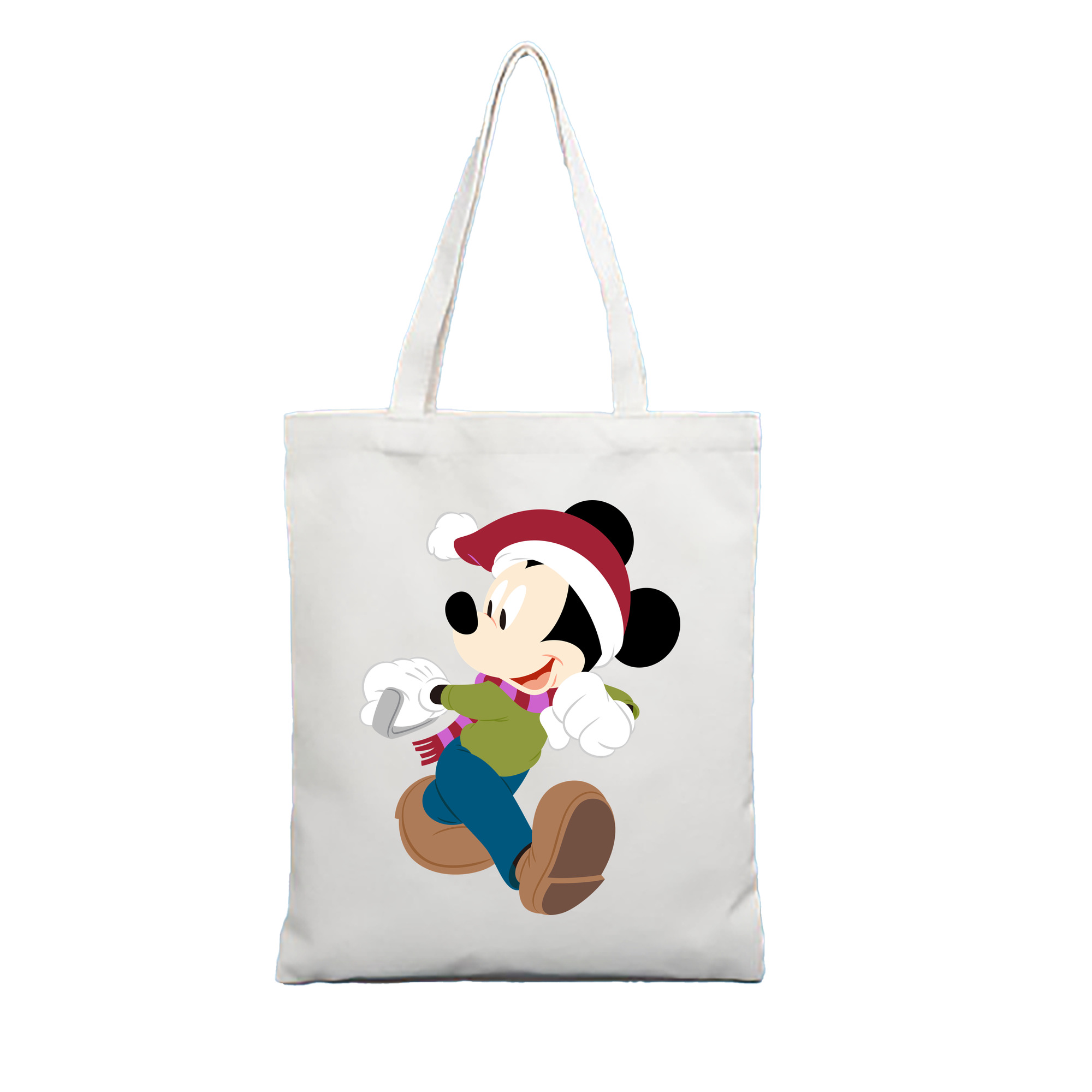 （画像用） ミッキーマウス Mickey Mouse 縦型キャンバス生地手提げバッグ　トートバッグ