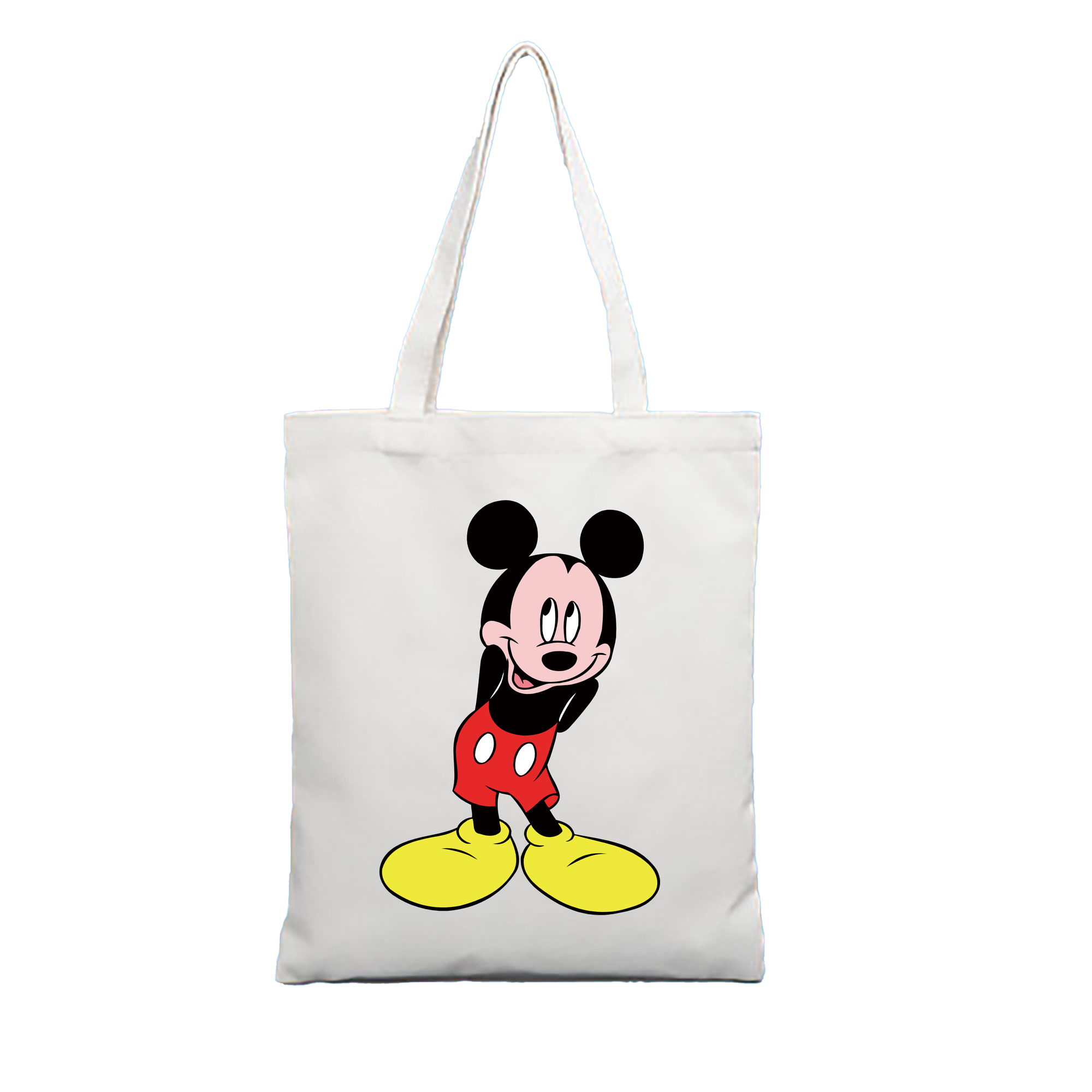 （画像用） ミッキーマウス Mickey Mouse 縦型キャンバス生地手提げバッグ　トートバッグ