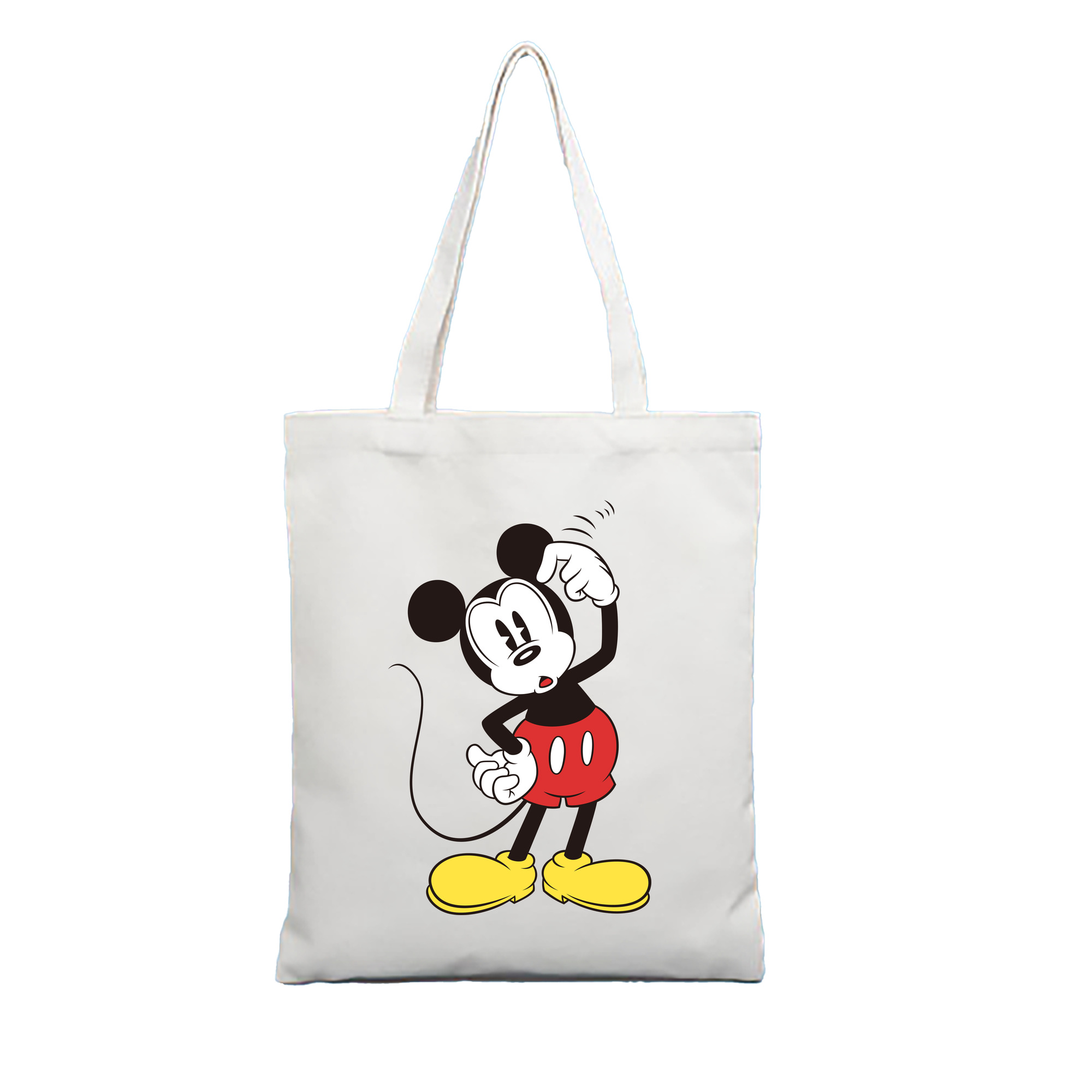 （画像用） ミッキーマウス Mickey Mouse 縦型キャンバス生地手提げバッグ　トートバッグ