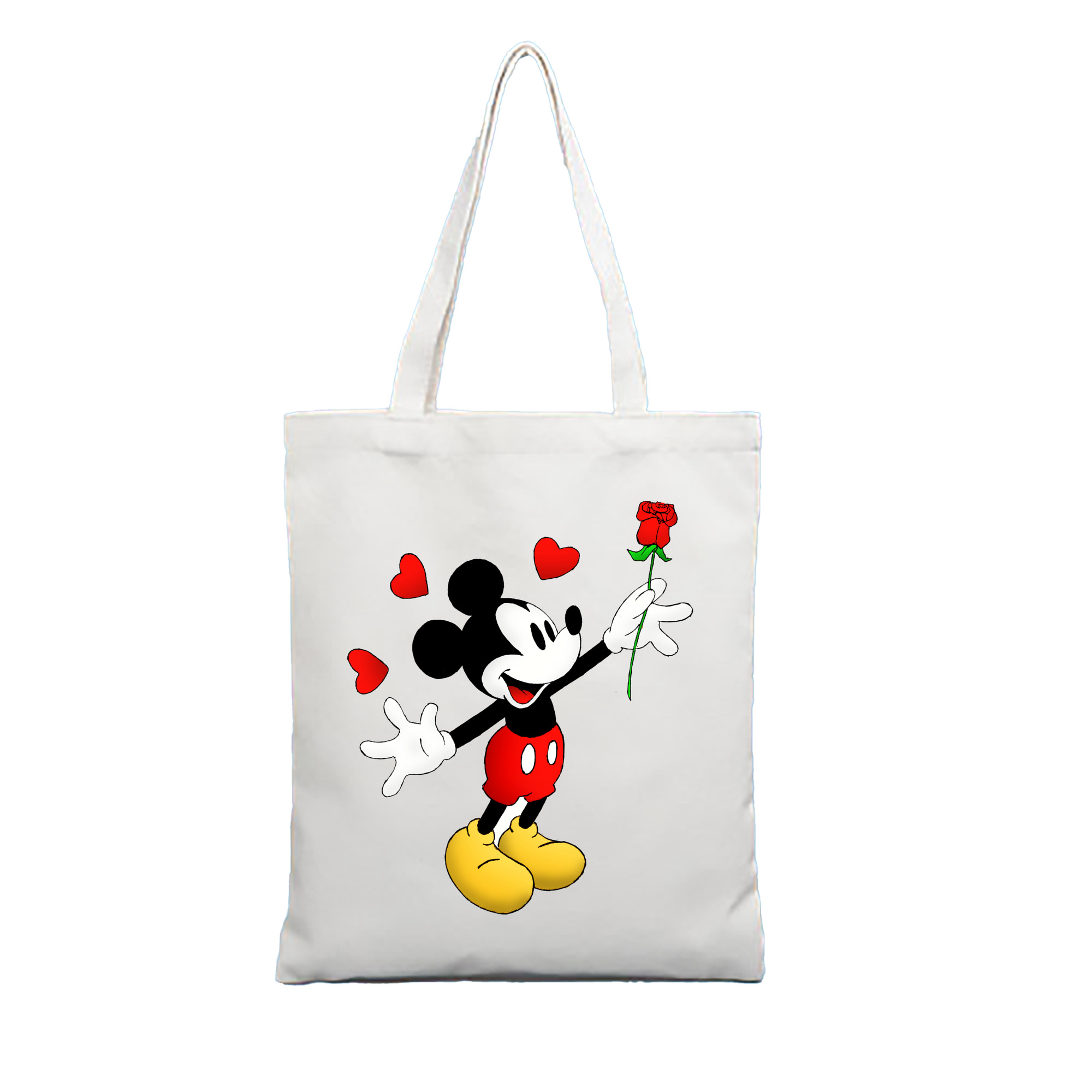 （画像用） ミッキーマウス Mickey Mouse 縦型キャンバス生地手提げバッグ　トートバッグ