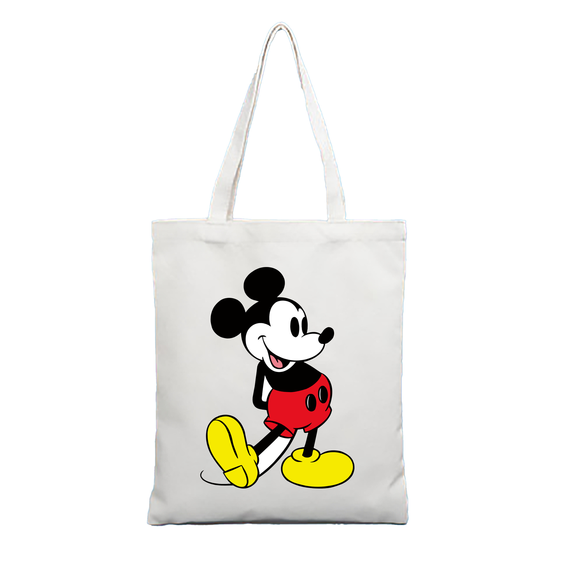 （画像用） ミッキーマウス Mickey Mouse 縦型キャンバス生地手提げバッグ　トートバッグ