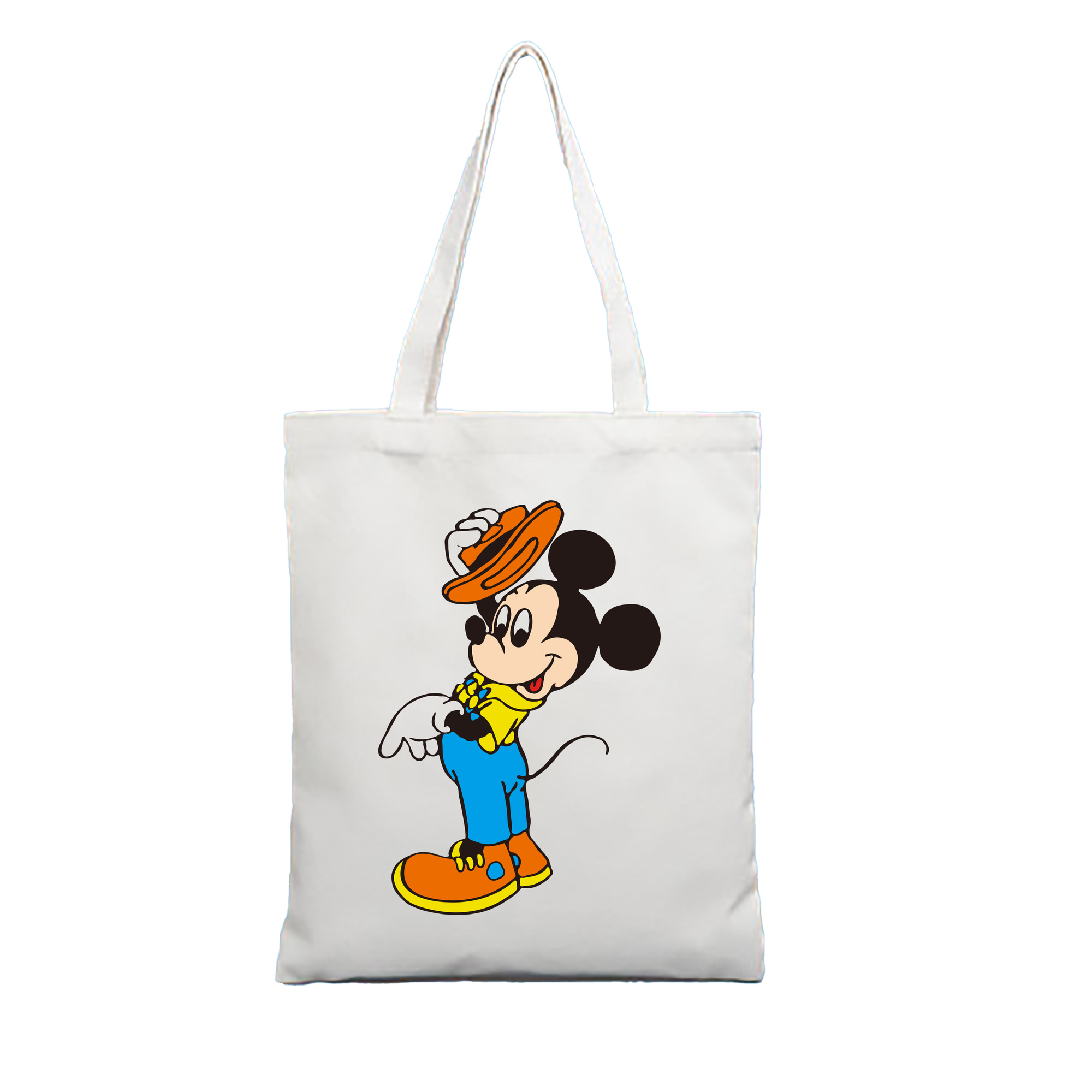（画像用） ミッキーマウス Mickey Mouse 縦型キャンバス生地手提げバッグ　トートバッグ