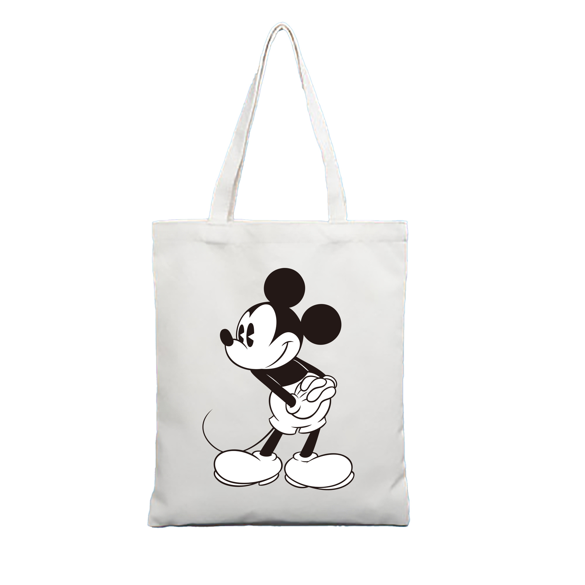 （画像用） ミッキーマウス Mickey Mouse 縦型キャンバス生地手提げバッグ　トートバッグ